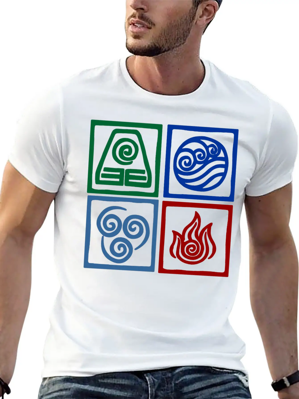 Nation Symbols Logo In Squares. Unisex Casual T-Shirt – Clean Design For Daily Comfort