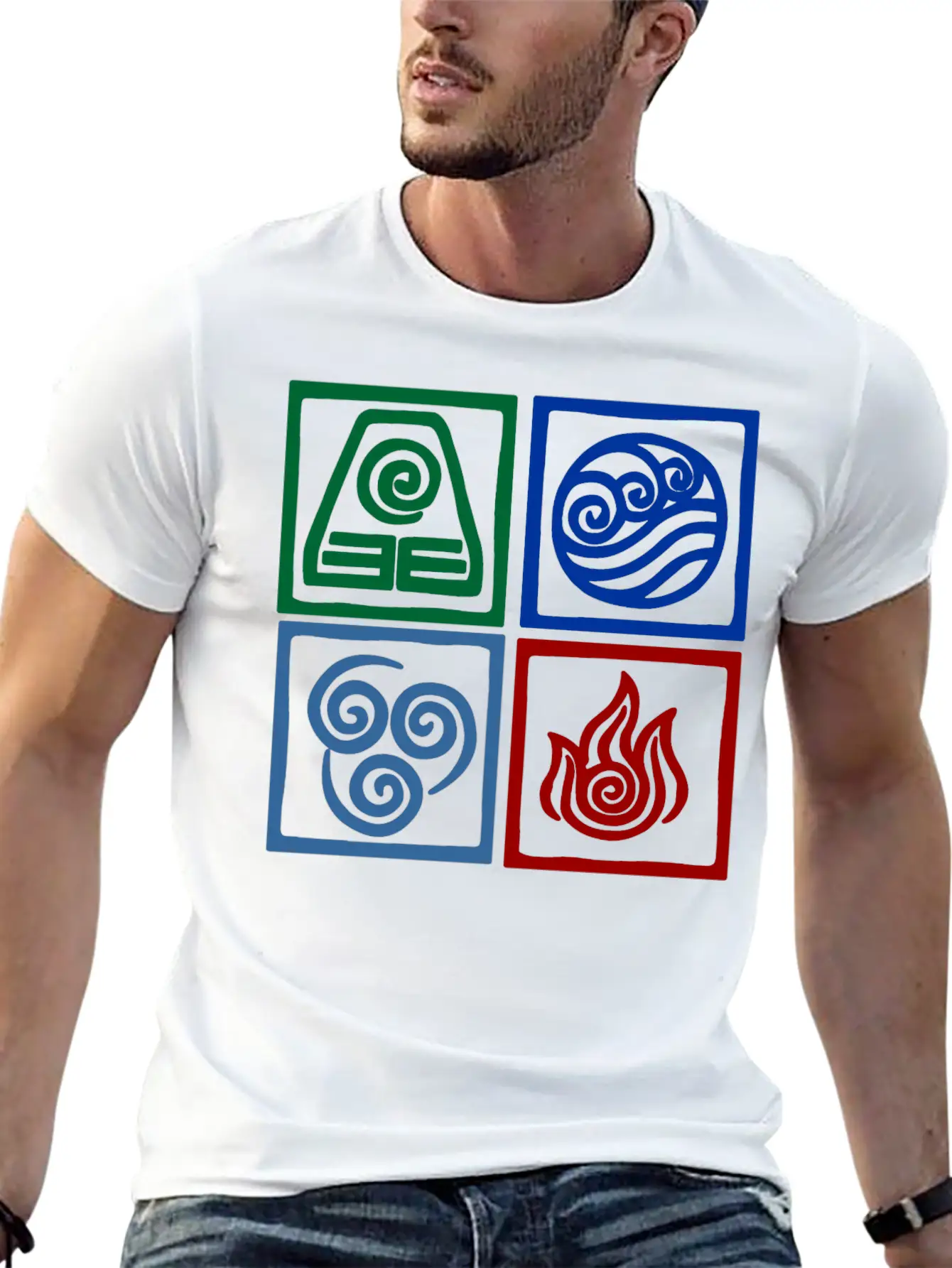 Nation Symbols Logo In Squares. Unisex Casual T-Shirt – Clean Design For Daily Comfort