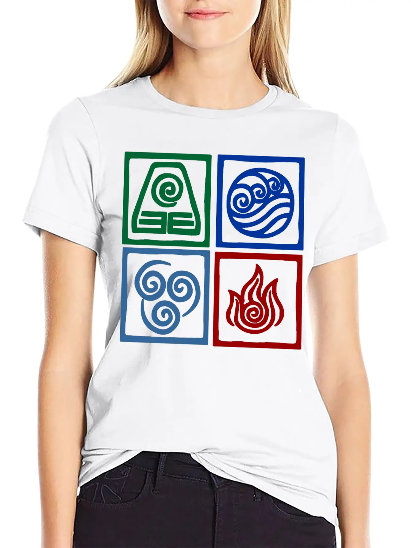 Nation Symbols Logo In Squares. Unisex Casual T-Shirt – Clean Design For Daily Comfort