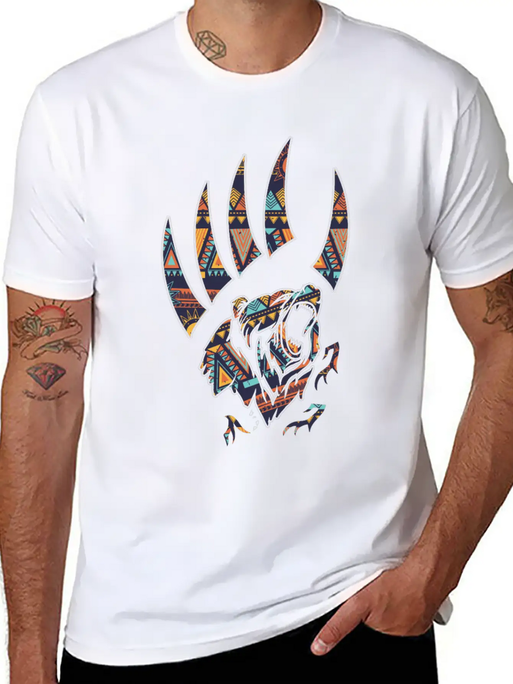 Native American Bear Claw Classic Fit Graphic Tee For Daily Comfort – Unisex Cotton Shirt