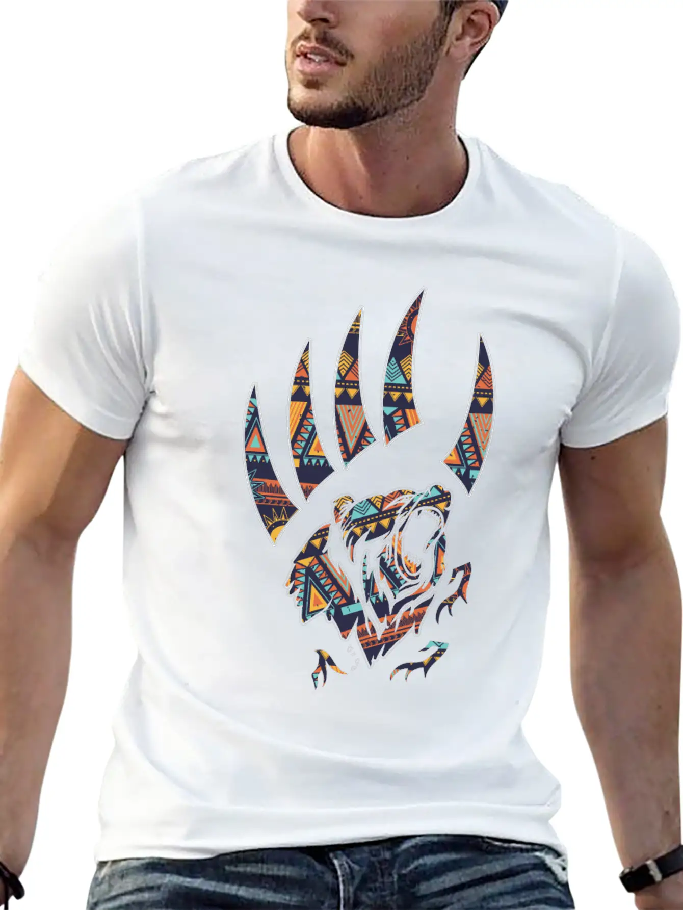 Native American Bear Claw Classic Fit Graphic Tee For Daily Comfort – Unisex Cotton Shirt