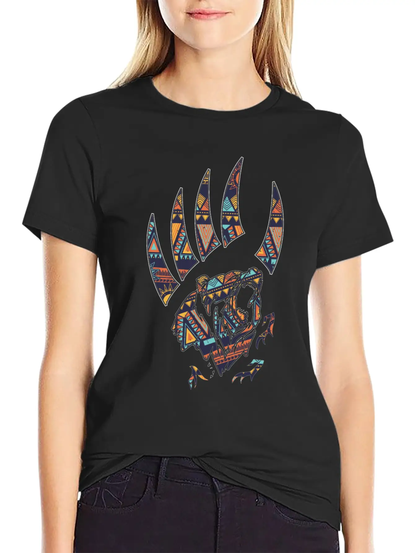 Native American Bear Claw Classic Fit Graphic Tee For Daily Comfort – Unisex Cotton Shirt