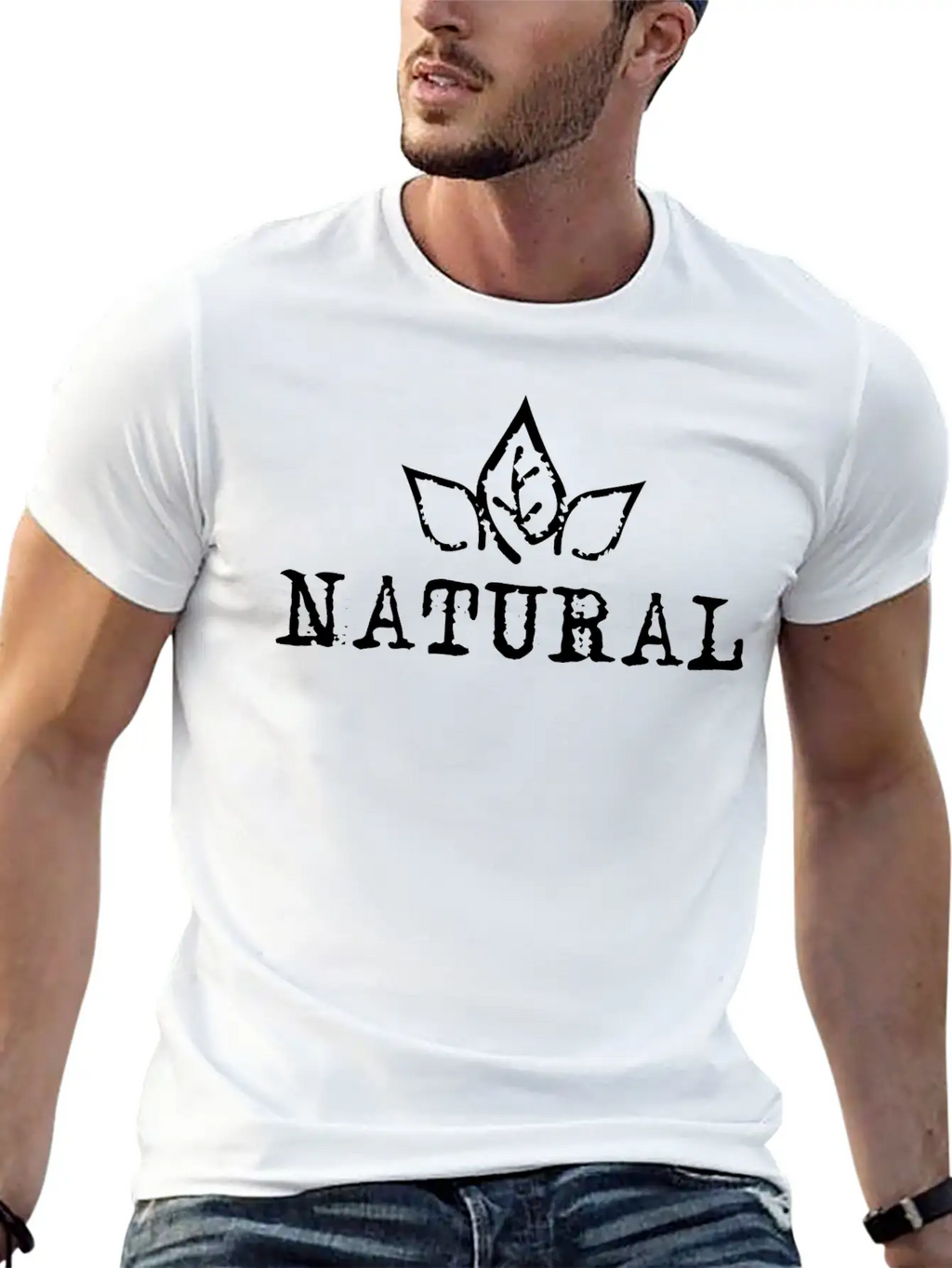 Natural Bio Nature Athlet Fitness Gym Symbol Icon Unisex Short Sleeve Soft Cotton T-Shirt – Casual Everyday Wear