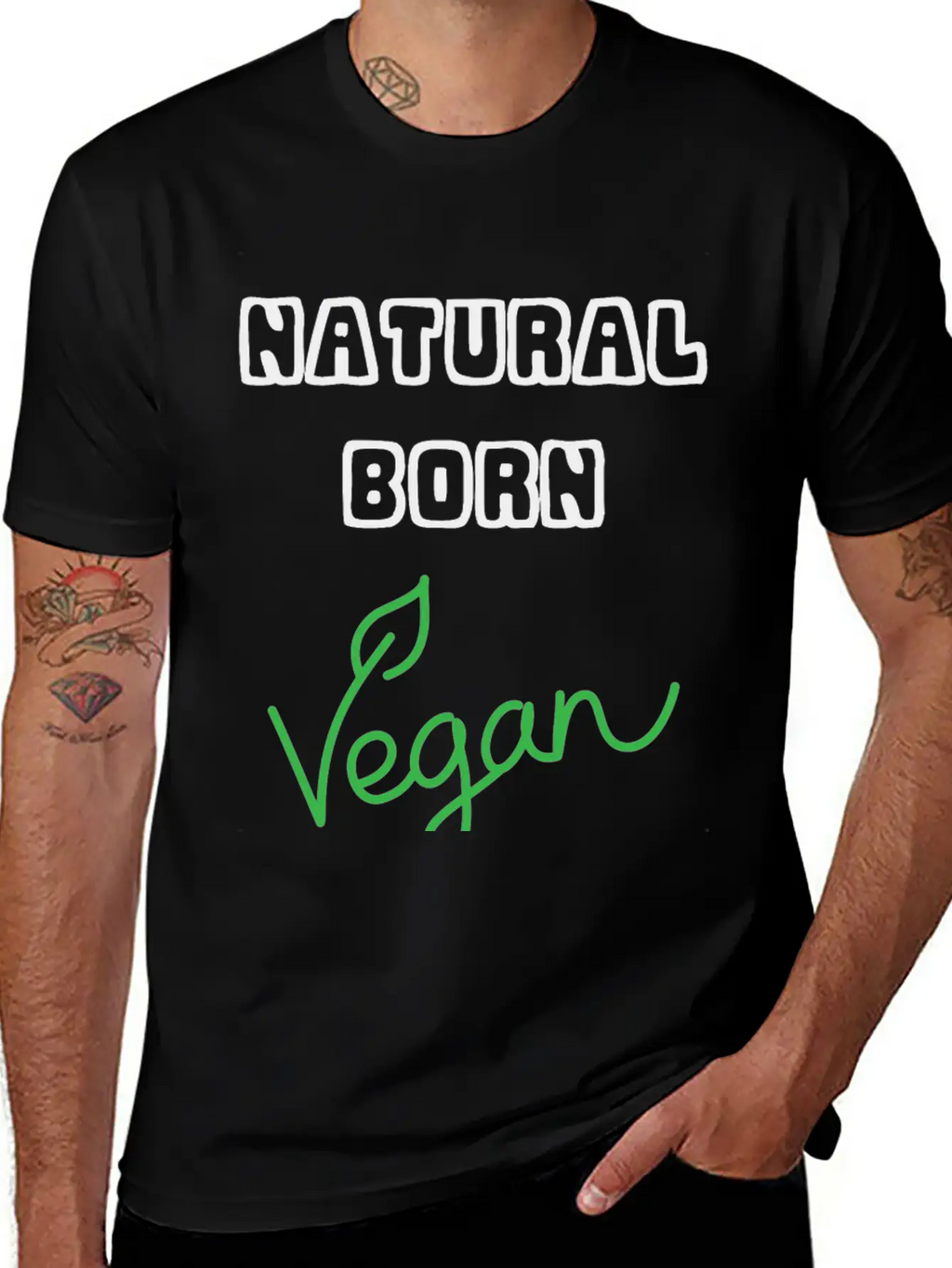 Natural Born Vegan Unisex Short Sleeve Soft Cotton T-Shirt – Casual Everyday Wear