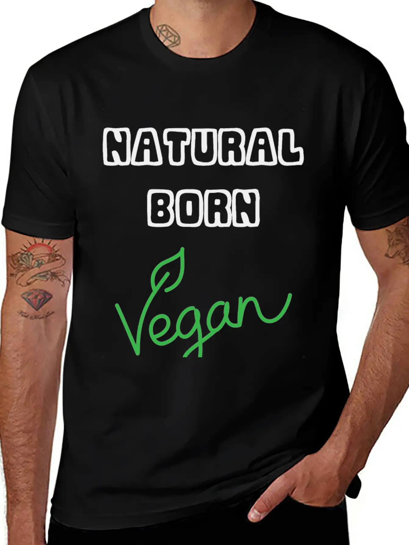 Natural Born Vegan Unisex Short Sleeve Soft Cotton T-Shirt – Casual Everyday Wear