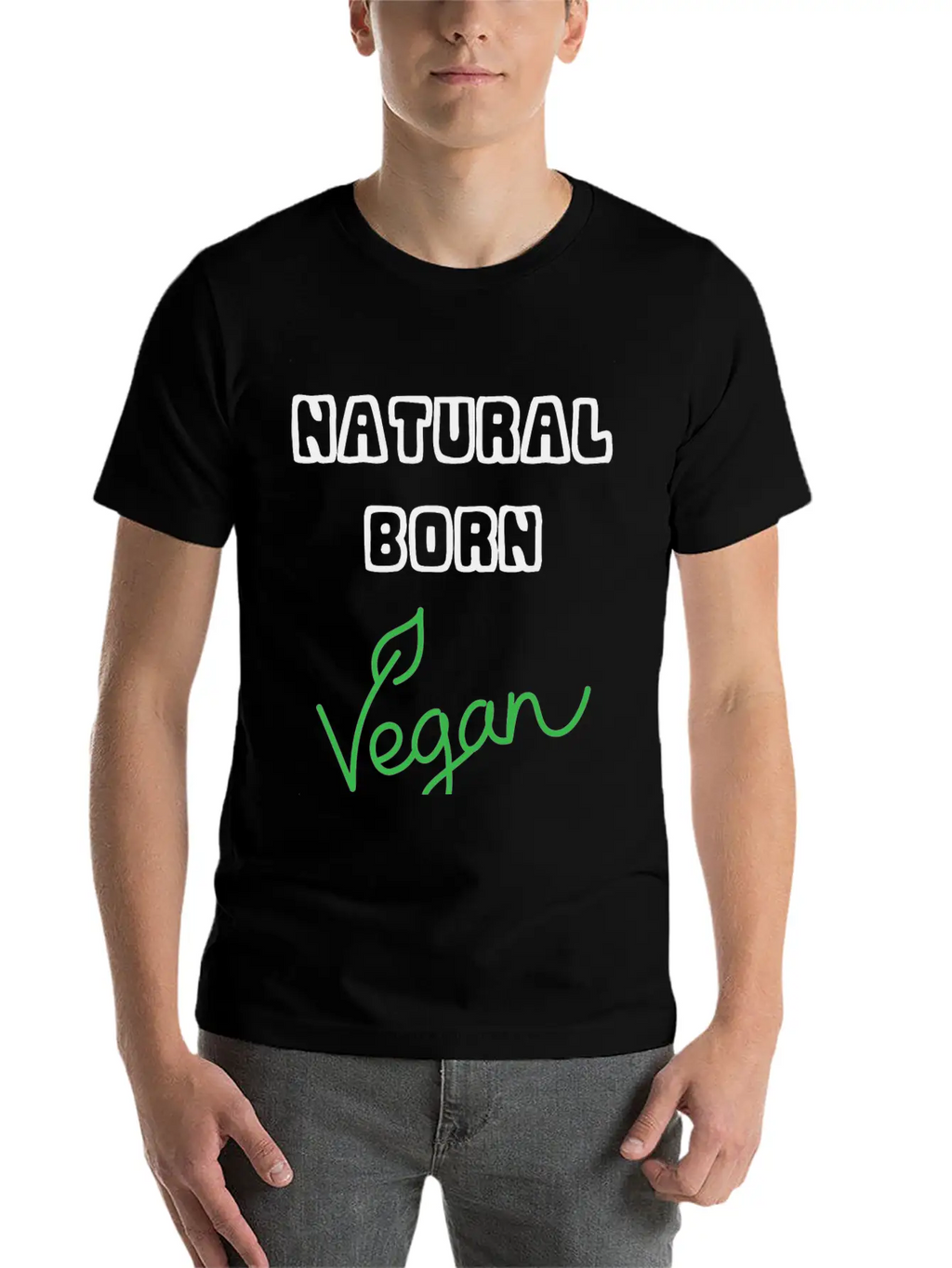 Natural Born Vegan Unisex Short Sleeve Soft Cotton T-Shirt – Casual Everyday Wear