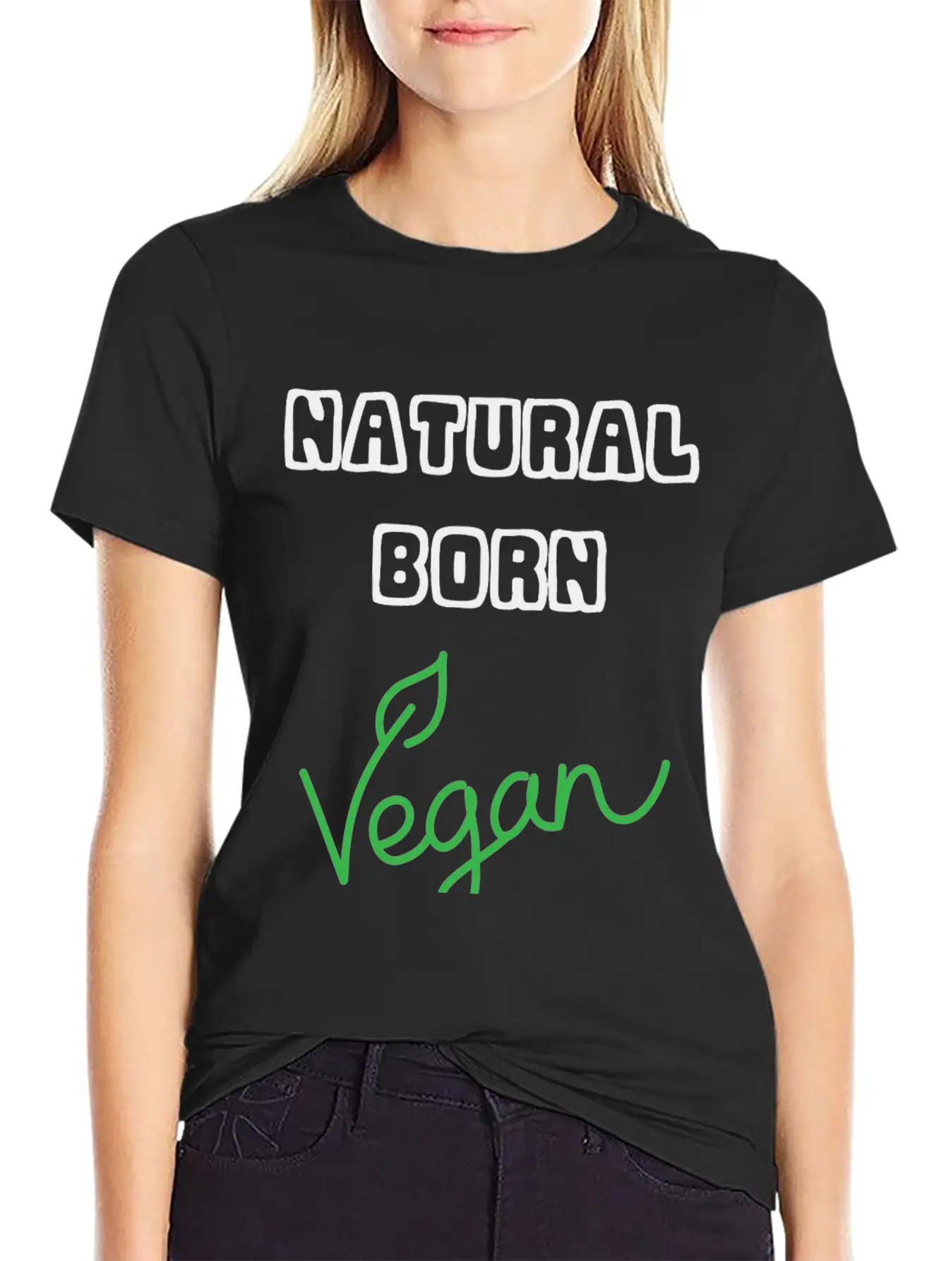Natural Born Vegan Unisex Short Sleeve Soft Cotton T-Shirt – Casual Everyday Wear