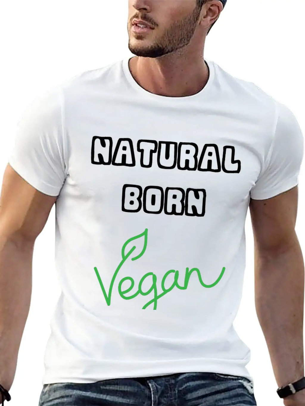 Natural Born Vegan Unisex Short Sleeve Soft Cotton T-Shirt – Casual Everyday Wear