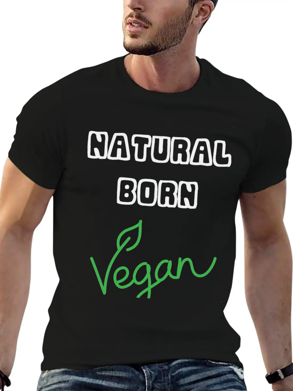 Natural Born Vegan Unisex Short Sleeve Soft Cotton T-Shirt – Casual Everyday Wear