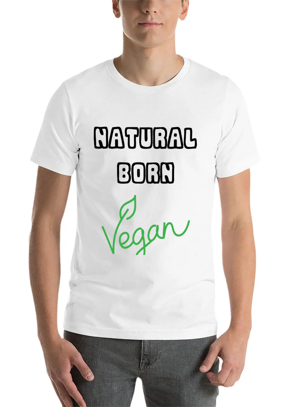 Natural Born Vegan Unisex Short Sleeve Soft Cotton T-Shirt – Casual Everyday Wear