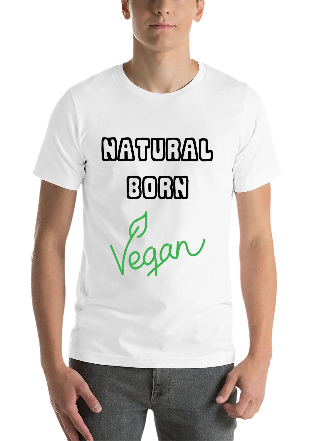 Natural Born Vegan Unisex Short Sleeve Soft Cotton T-Shirt – Casual Everyday Wear
