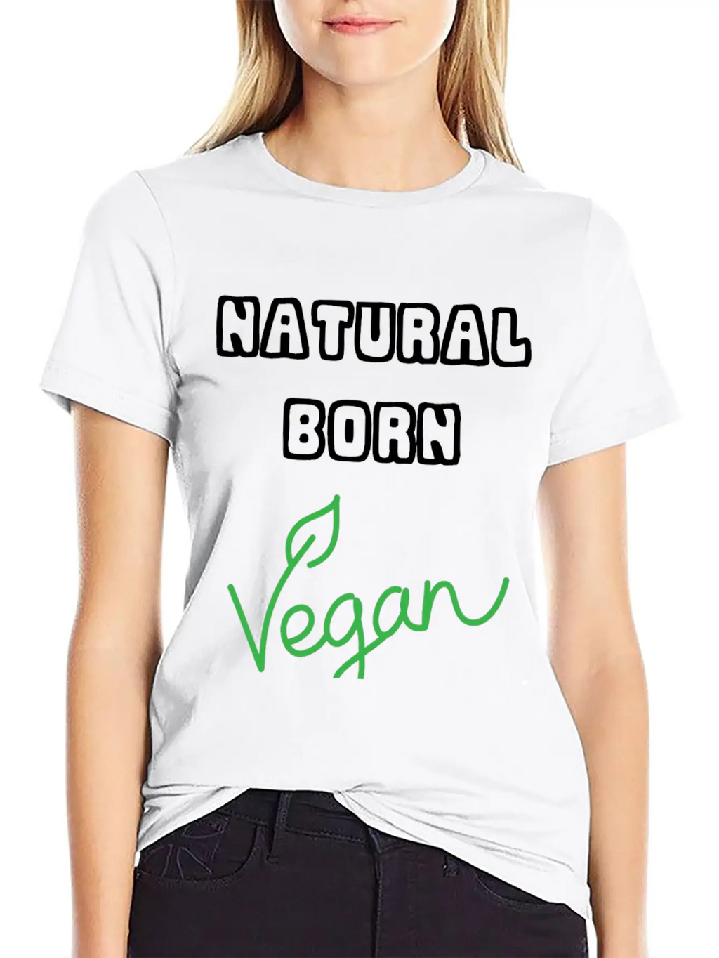 Natural Born Vegan Unisex Short Sleeve Soft Cotton T-Shirt – Casual Everyday Wear