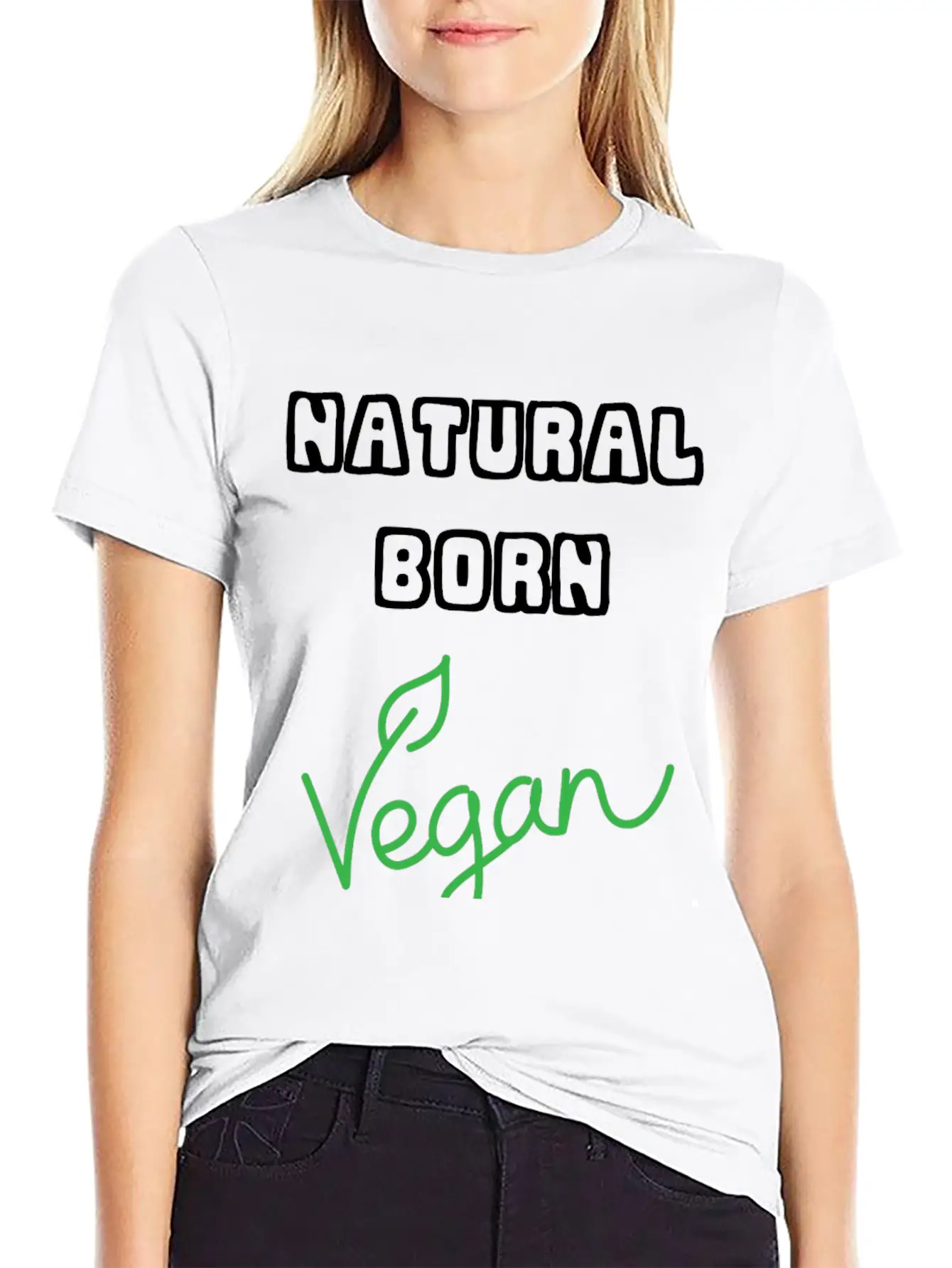 Natural Born Vegan Unisex Short Sleeve Soft Cotton T-Shirt – Casual Everyday Wear