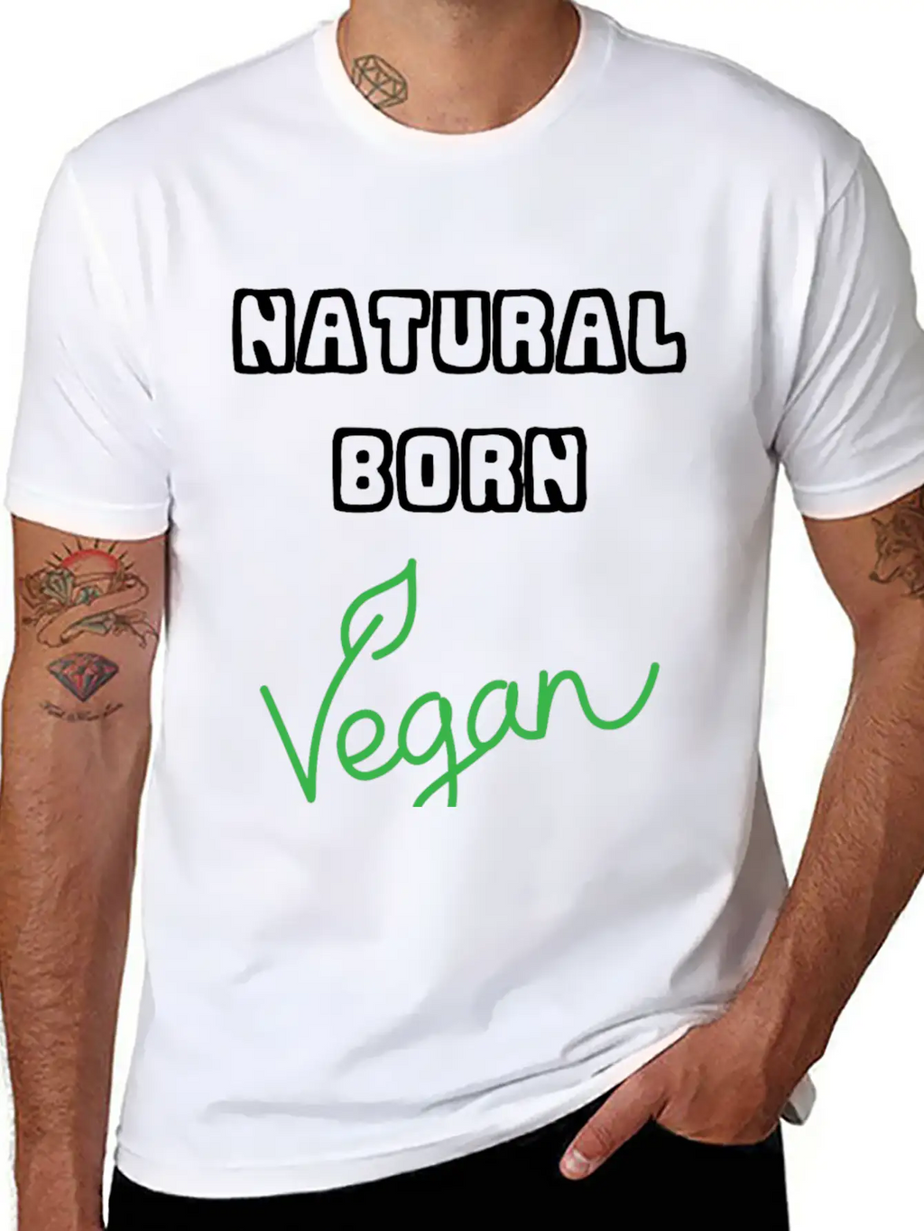 Natural Born Vegan Unisex Short Sleeve Soft Cotton T-Shirt – Casual Everyday Wear