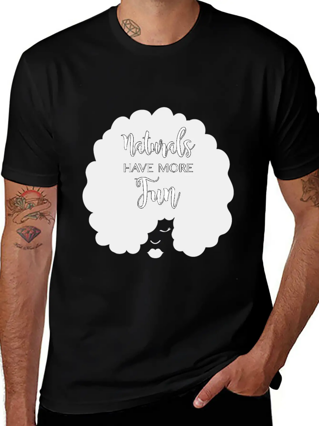 Naturals Have More Fun, Natural Hair Design Essential Cotton Tee For Daily Outfits – Unisex Style