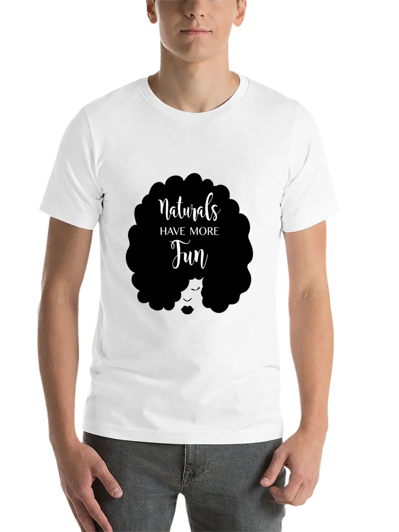 Naturals Have More Fun, Natural Hair Design Essential Cotton Tee For Daily Outfits – Unisex Style