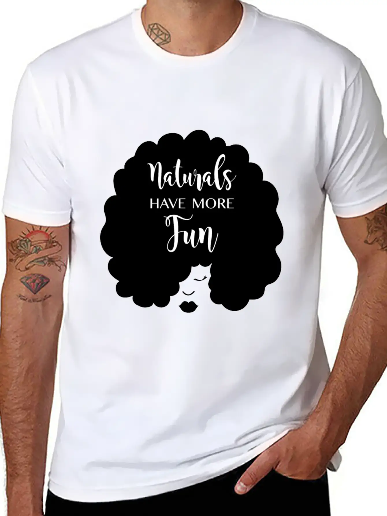 Naturals Have More Fun, Natural Hair Design Essential Cotton Tee For Daily Outfits – Unisex Style