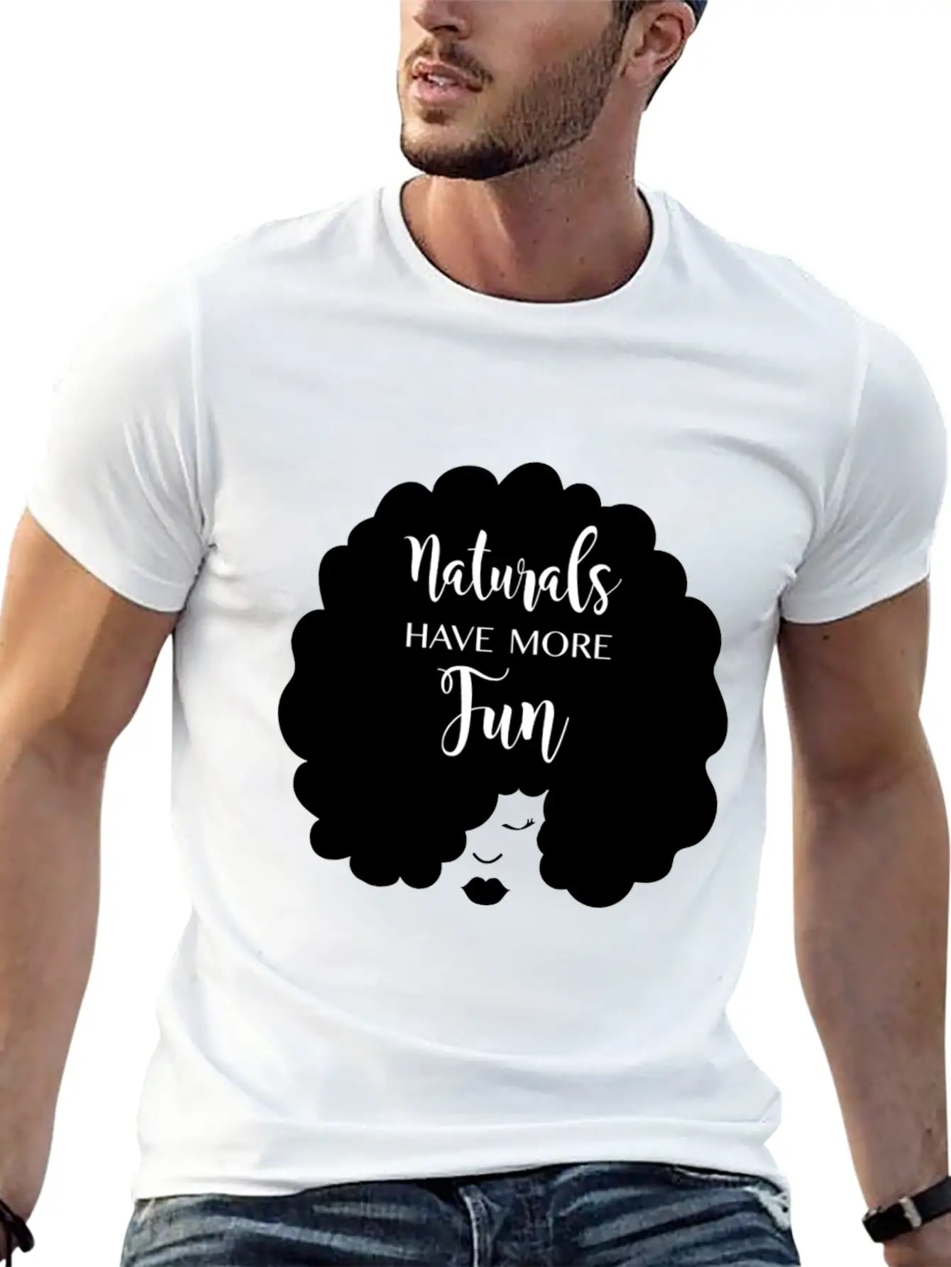 Naturals Have More Fun, Natural Hair Design Essential Cotton Tee For Daily Outfits – Unisex Style