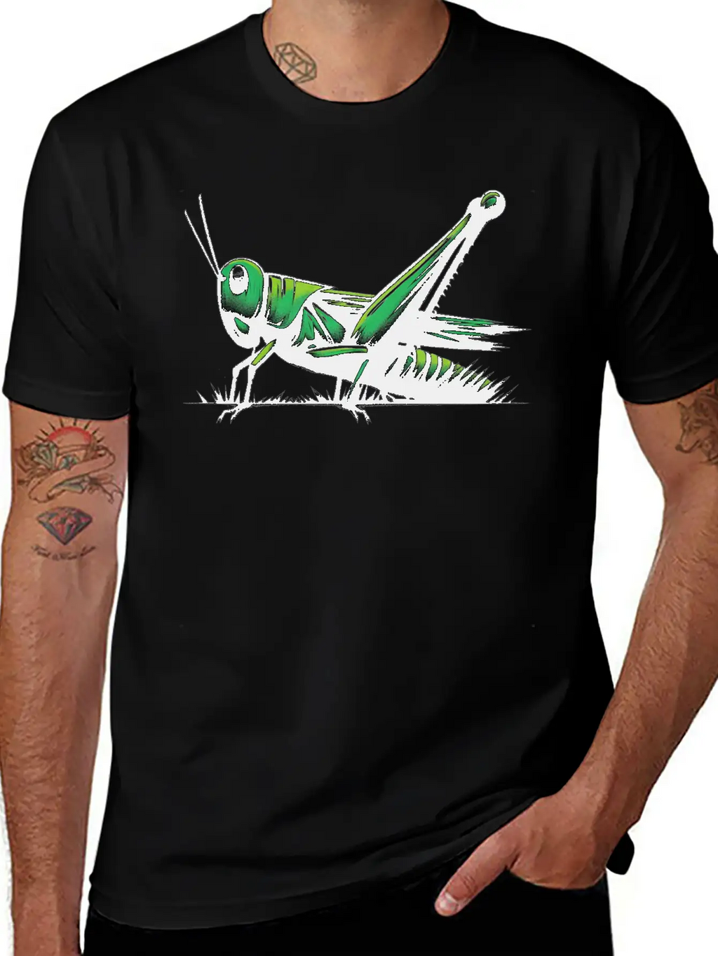 Nature Grasshopper Insect Brushstroke Art 1 Unisex Casual T-Shirt – Clean Design For Daily Comfort