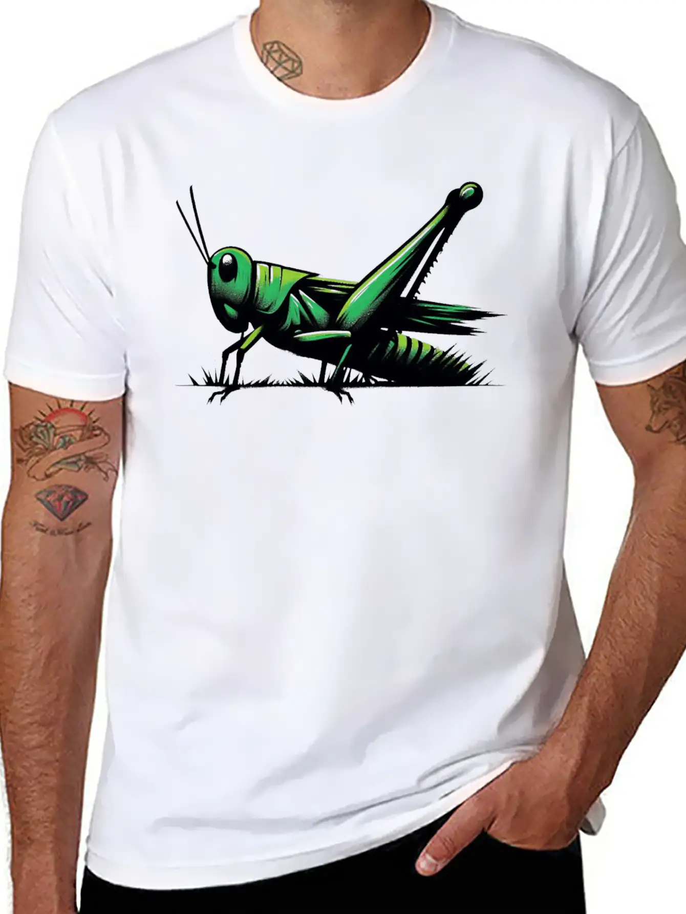 Nature Grasshopper Insect Brushstroke Art 1 Unisex Casual T-Shirt – Clean Design For Daily Comfort