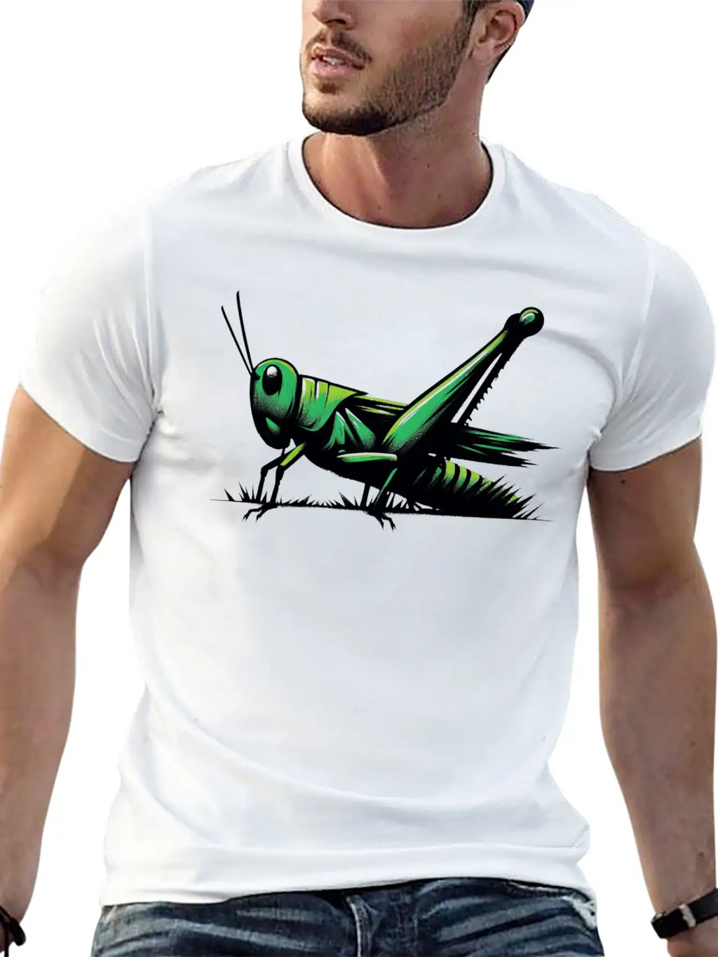 Nature Grasshopper Insect Brushstroke Art 1 Unisex Casual T-Shirt – Clean Design For Daily Comfort