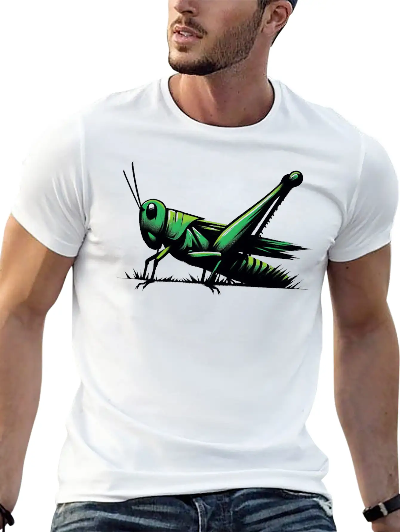 Nature Grasshopper Insect Brushstroke Art 1 Unisex Casual T-Shirt – Clean Design For Daily Comfort