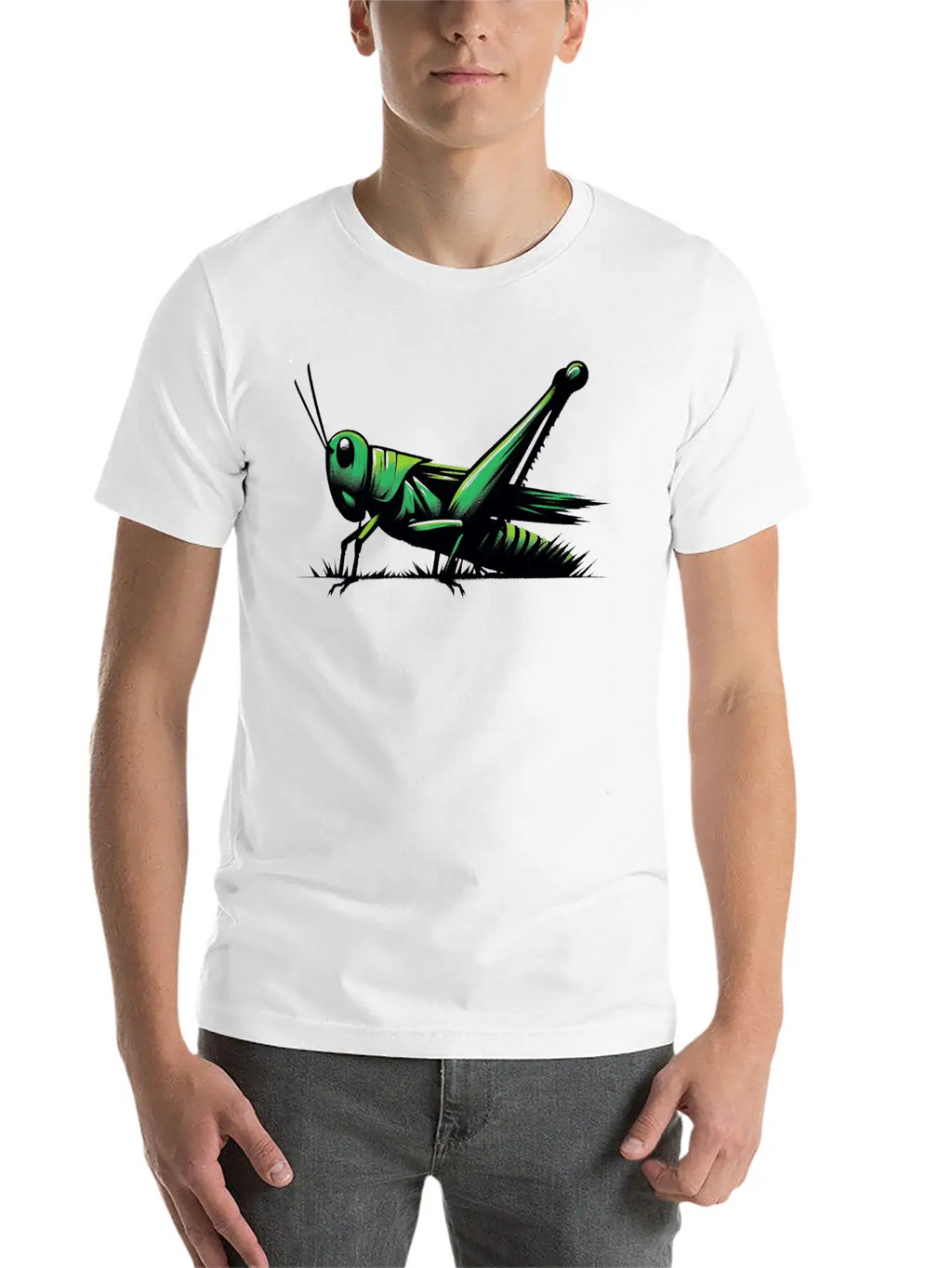 Nature Grasshopper Insect Brushstroke Art 1 Unisex Casual T-Shirt – Clean Design For Daily Comfort