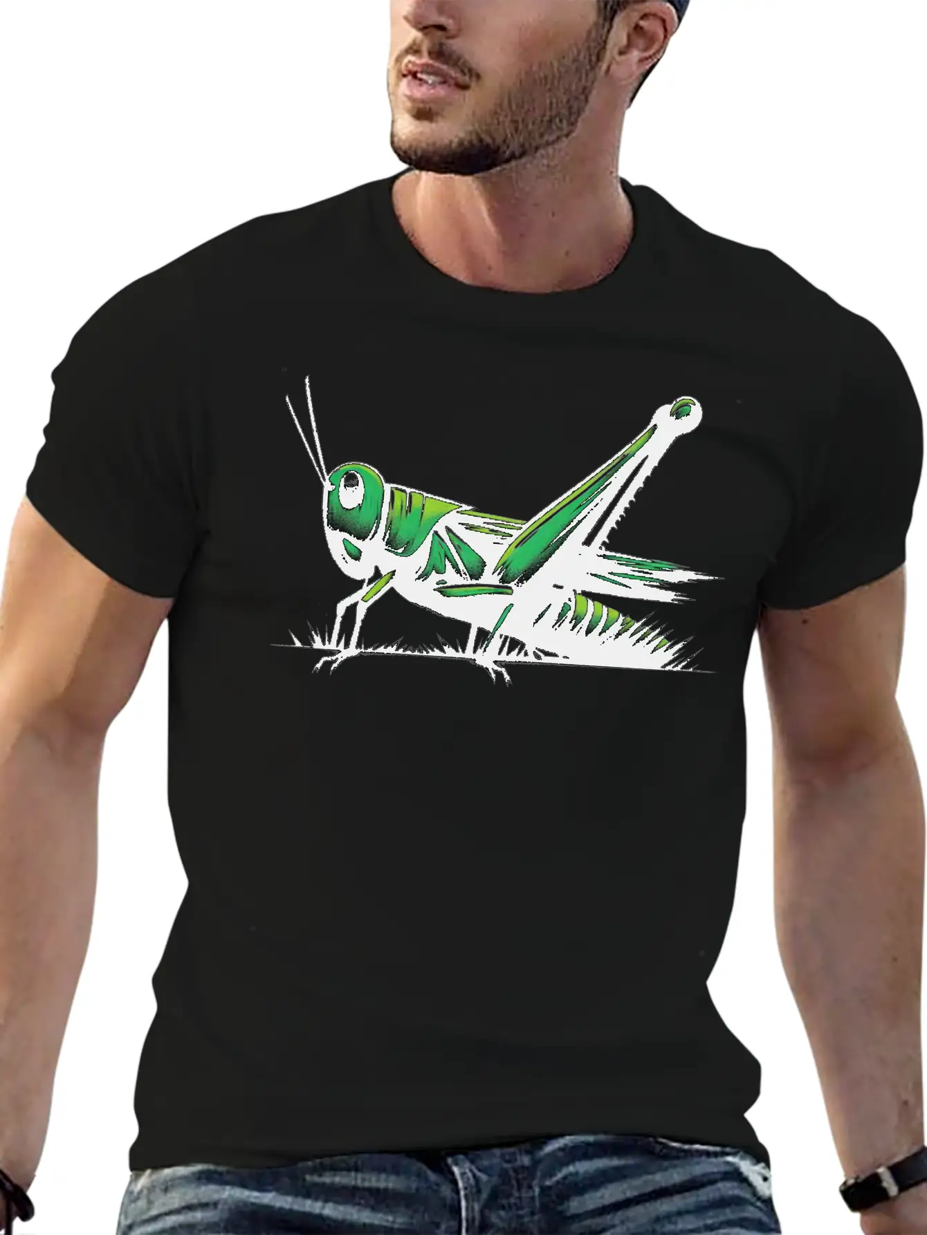 Nature Grasshopper Insect Brushstroke Art 1 Unisex Casual T-Shirt – Clean Design For Daily Comfort