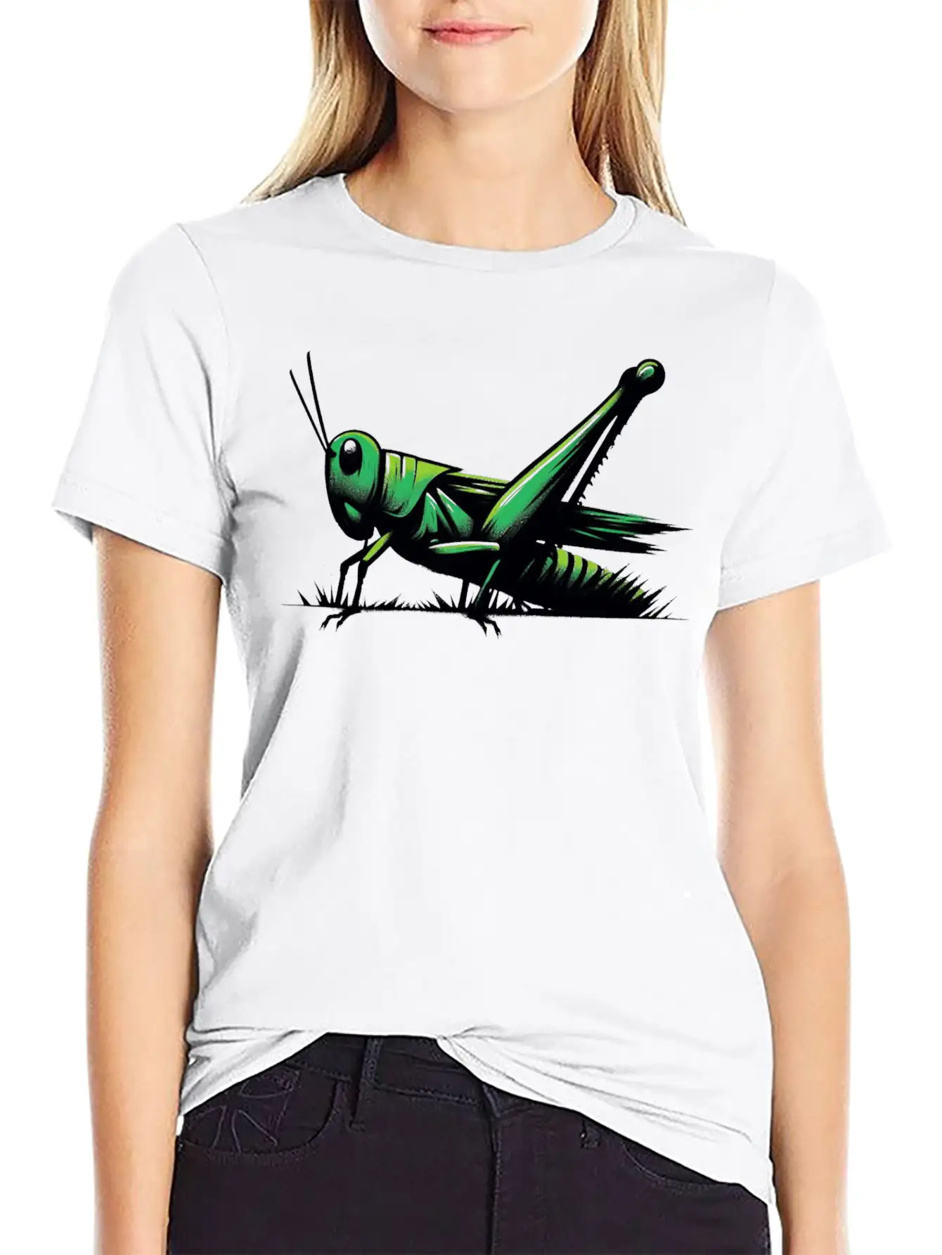 Nature Grasshopper Insect Brushstroke Art 1 Unisex Casual T-Shirt – Clean Design For Daily Comfort