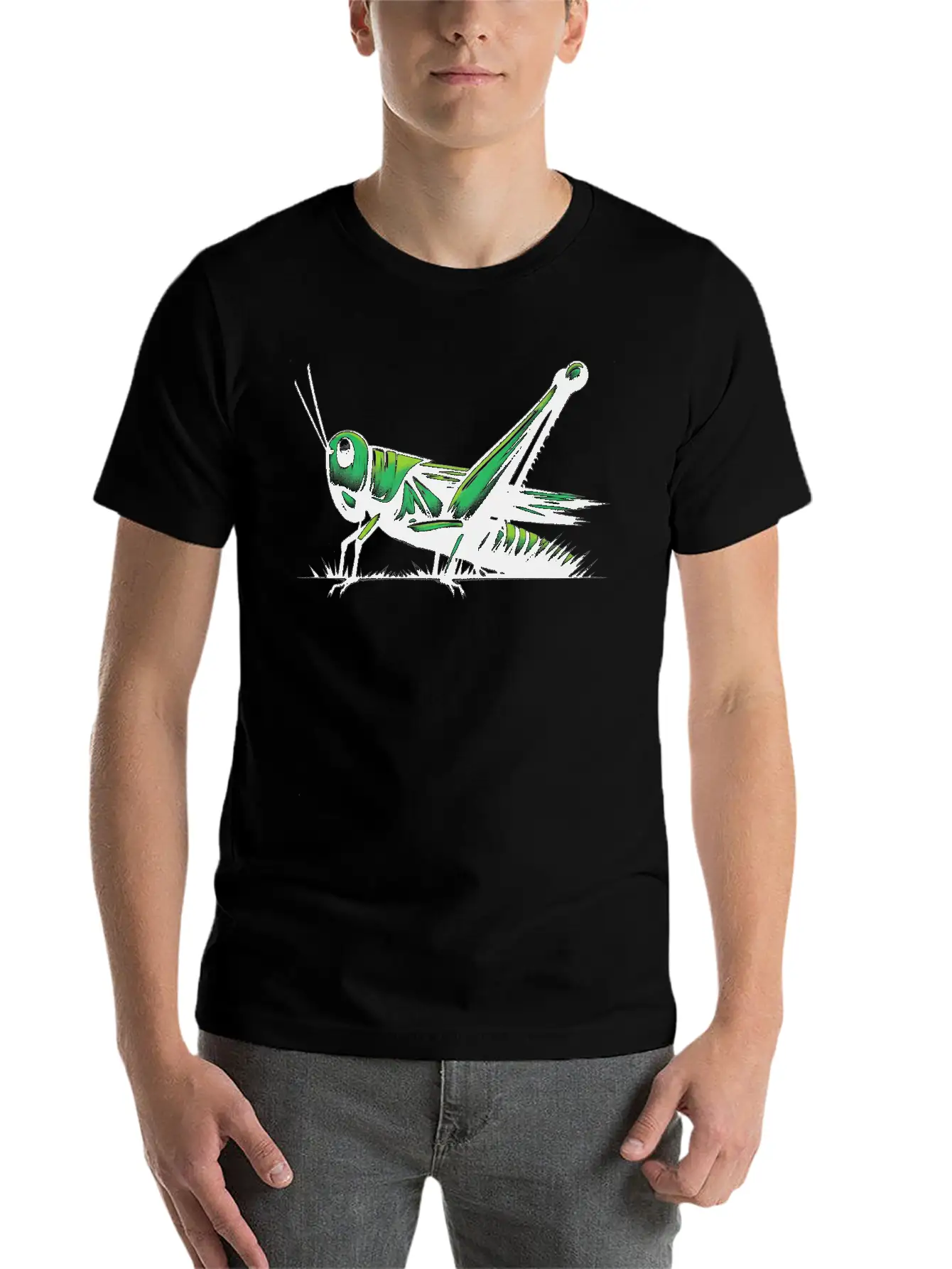 Nature Grasshopper Insect Brushstroke Art 1 Unisex Casual T-Shirt – Clean Design For Daily Comfort