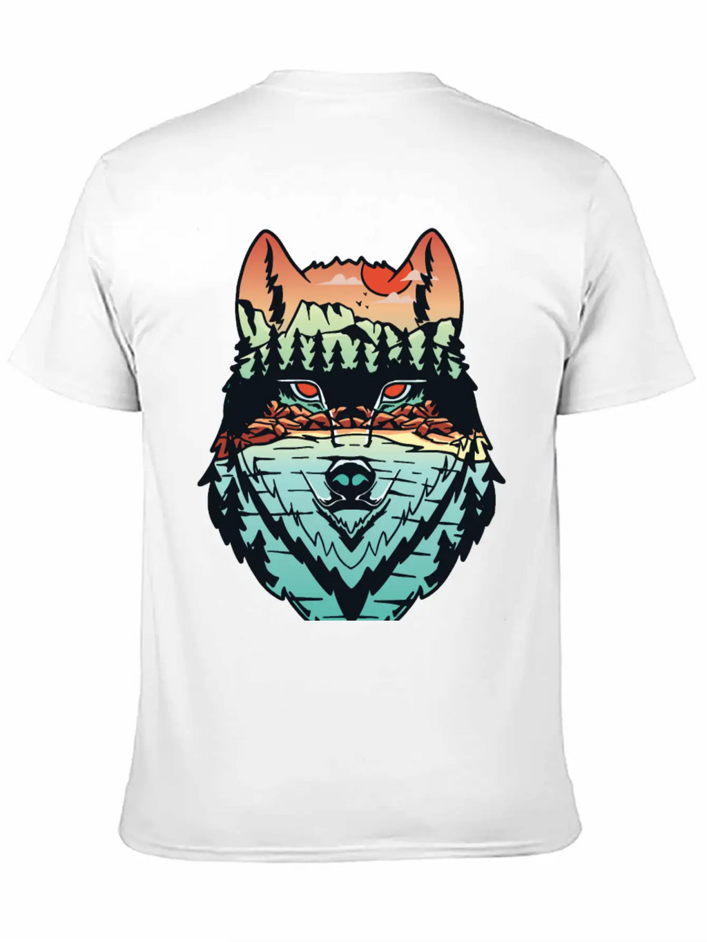 Nature Landscape Wolf Silhouette Unisex Short Sleeve Soft Cotton T-Shirt – Casual Everyday Wear