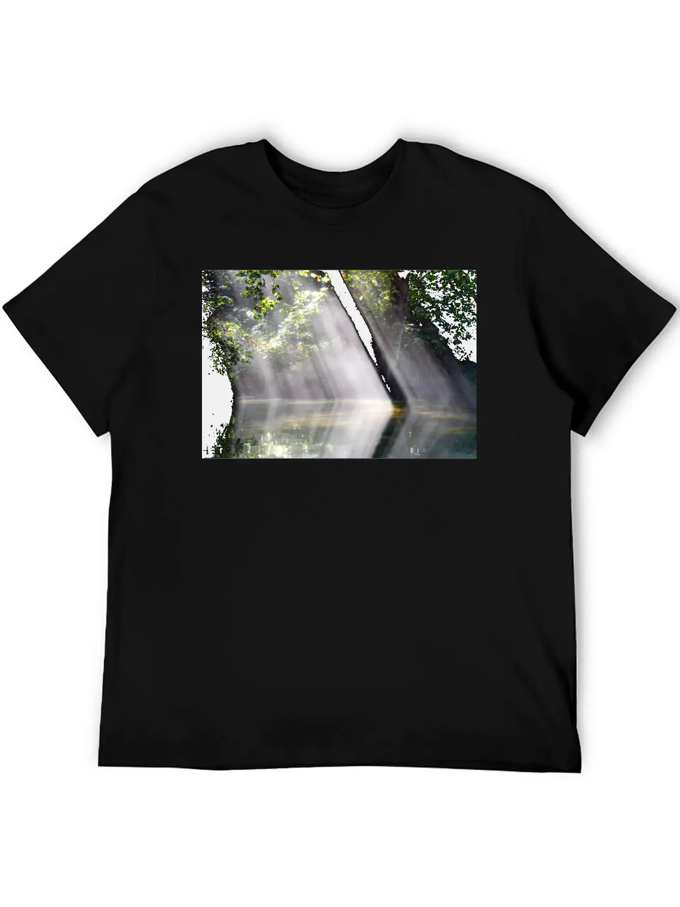 NatureScapes-Shadows Of Dawn On The Current River Stylish Everyday T-Shirt – Unisex Basic Cotton Tee