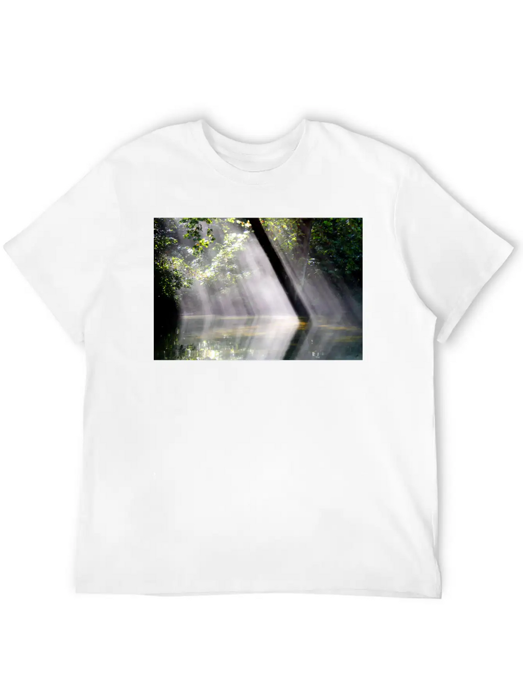 NatureScapes-Shadows Of Dawn On The Current River Stylish Everyday T-Shirt – Unisex Basic Cotton Tee