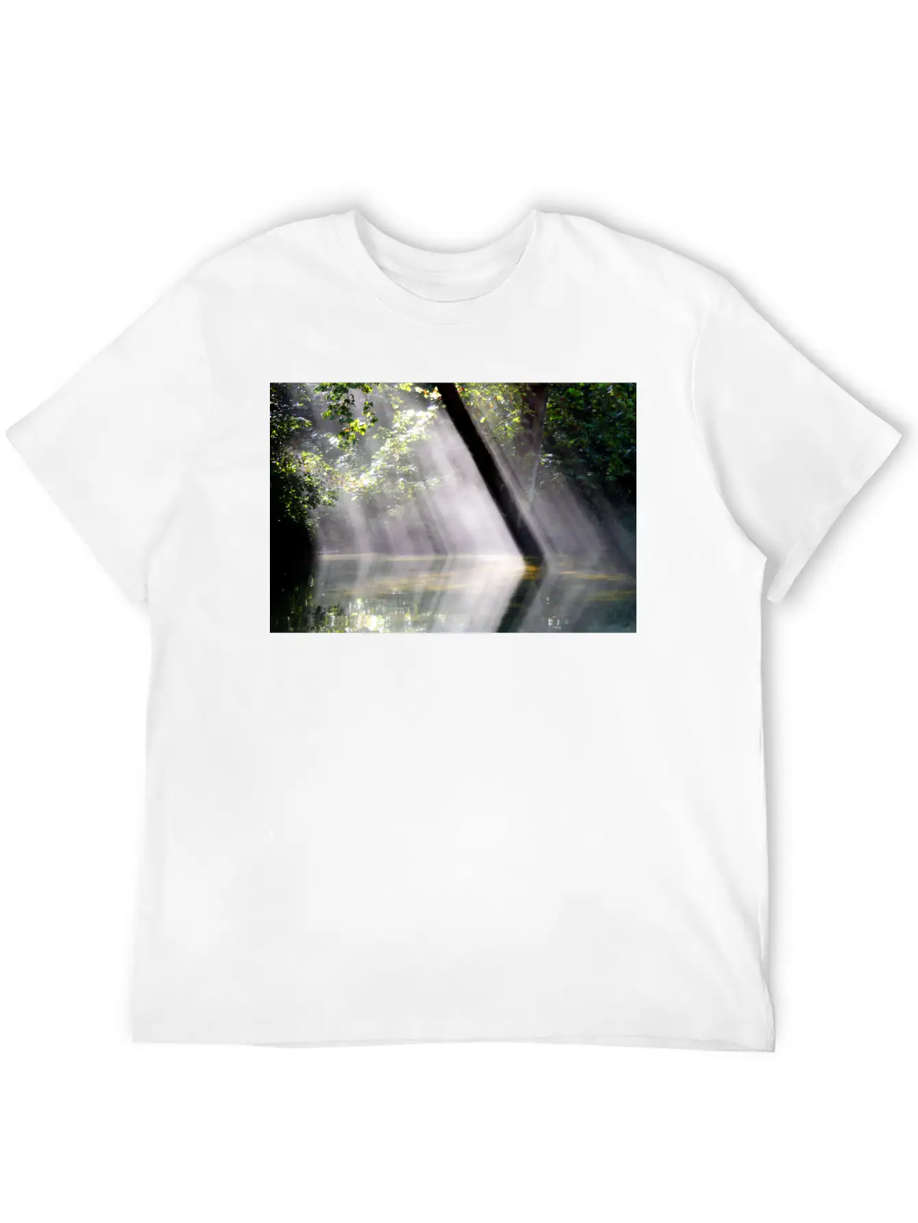 NatureScapes-Shadows Of Dawn On The Current River Stylish Everyday T-Shirt – Unisex Basic Cotton Tee