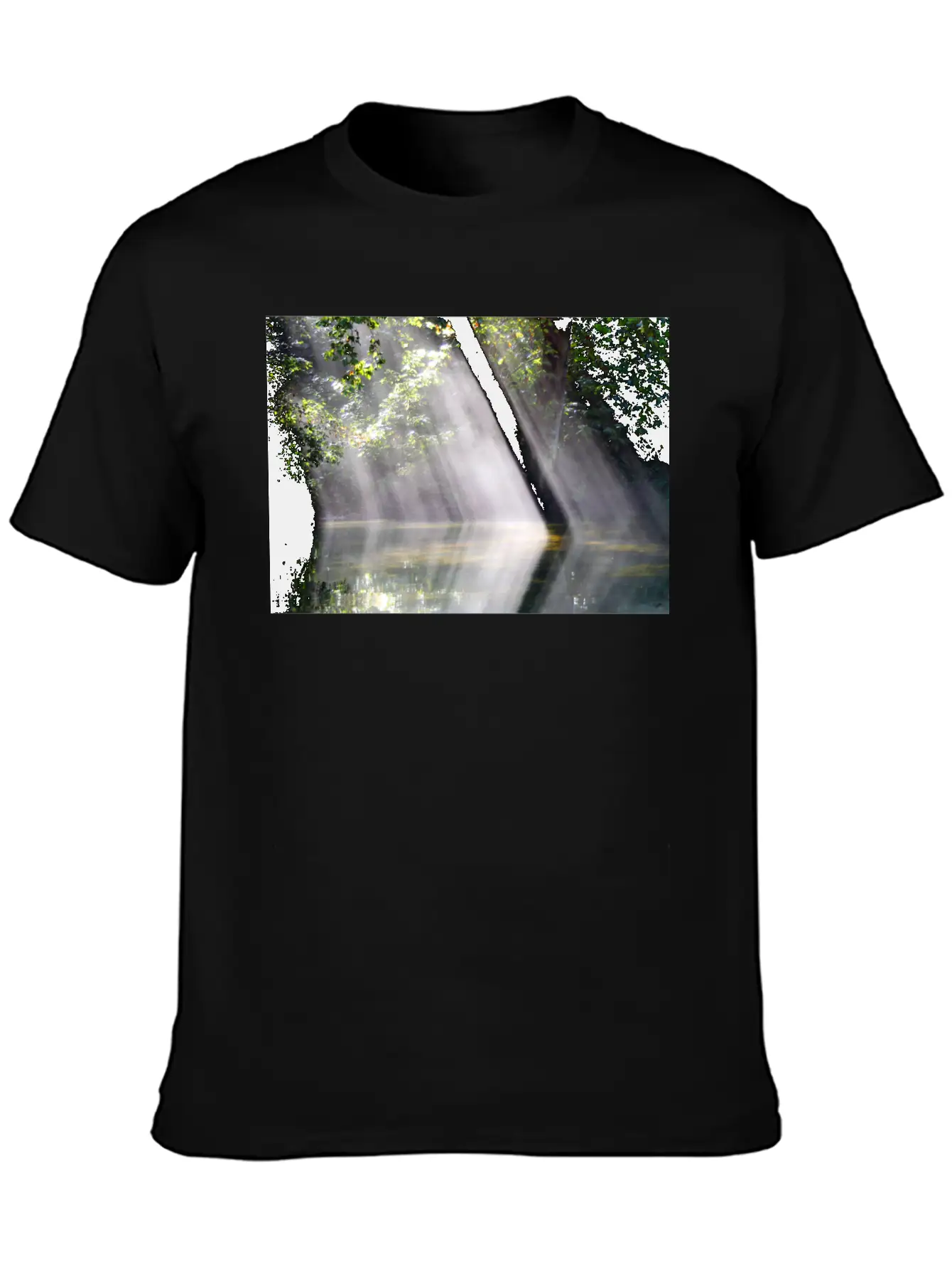 NatureScapes-Shadows Of Dawn On The Current River Stylish Everyday T-Shirt – Unisex Basic Cotton Tee