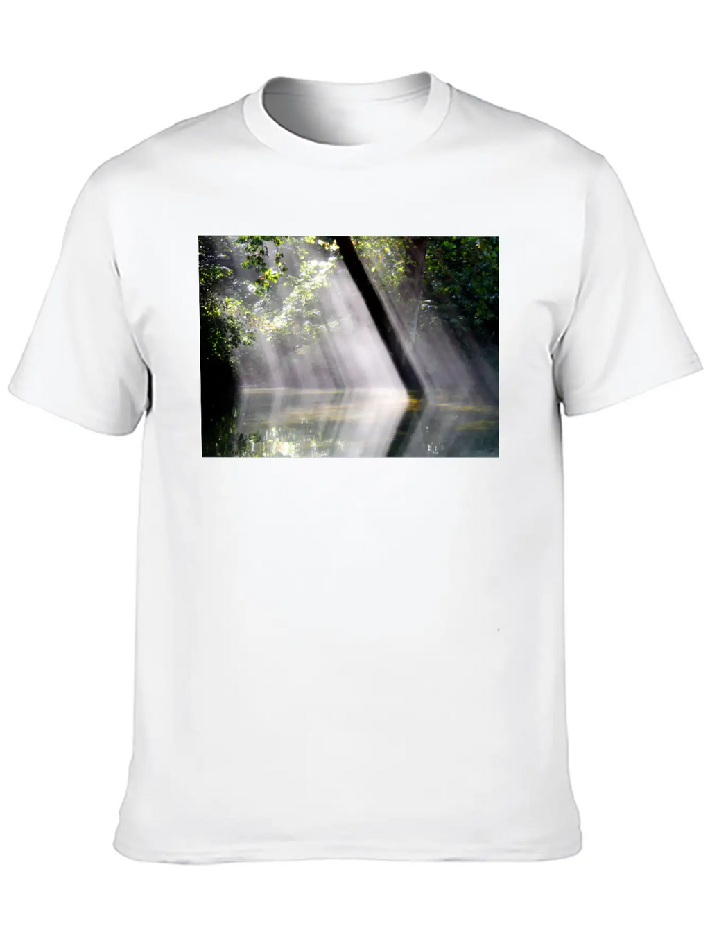 NatureScapes-Shadows Of Dawn On The Current River Stylish Everyday T-Shirt – Unisex Basic Cotton Tee