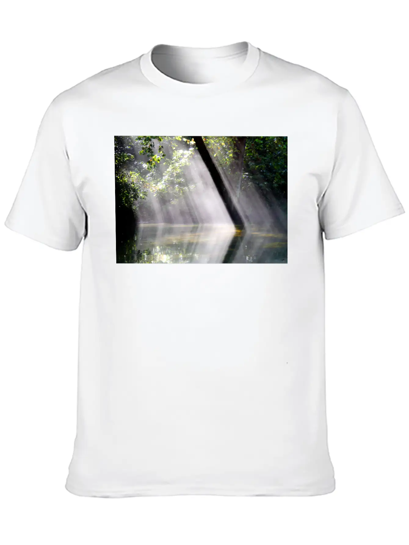 NatureScapes-Shadows Of Dawn On The Current River Stylish Everyday T-Shirt – Unisex Basic Cotton Tee