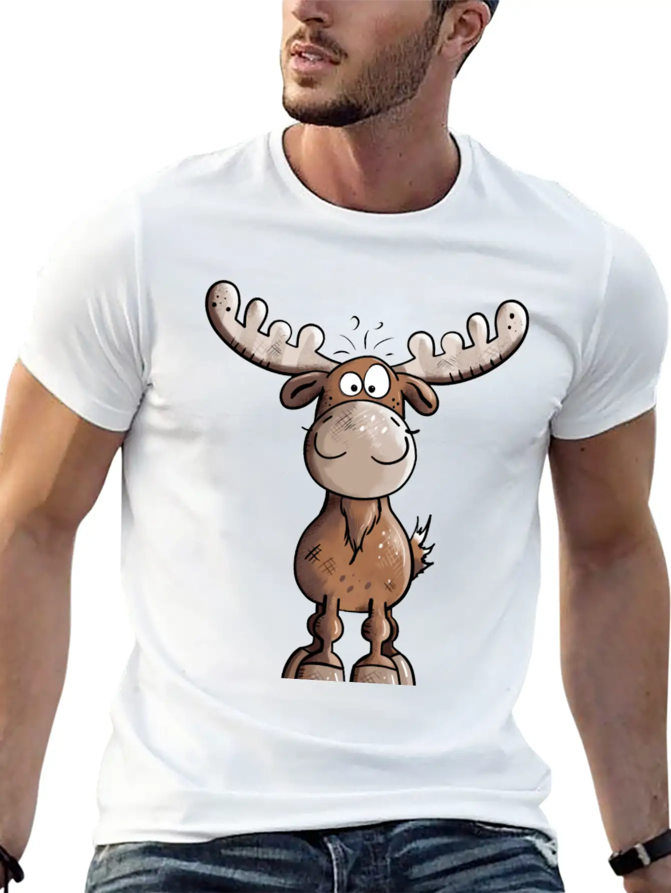 Naughty Elk - Elks - Deer - Moose - Gift - Forest Unisex Casual T-Shirt – Clean Design For Daily Comfort