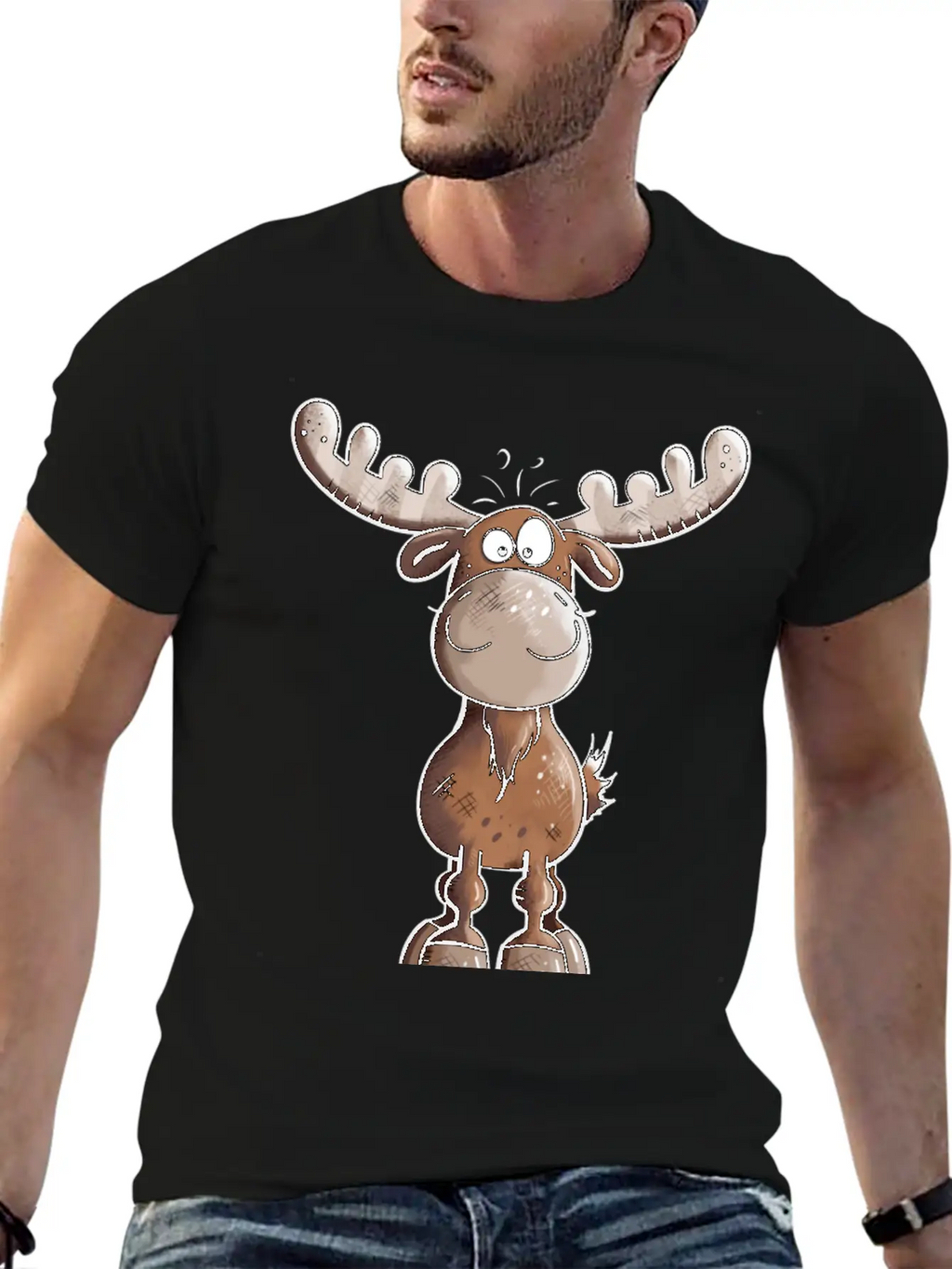 Naughty Elk - Elks - Deer - Moose - Gift - Forest Unisex Casual T-Shirt – Clean Design For Daily Comfort