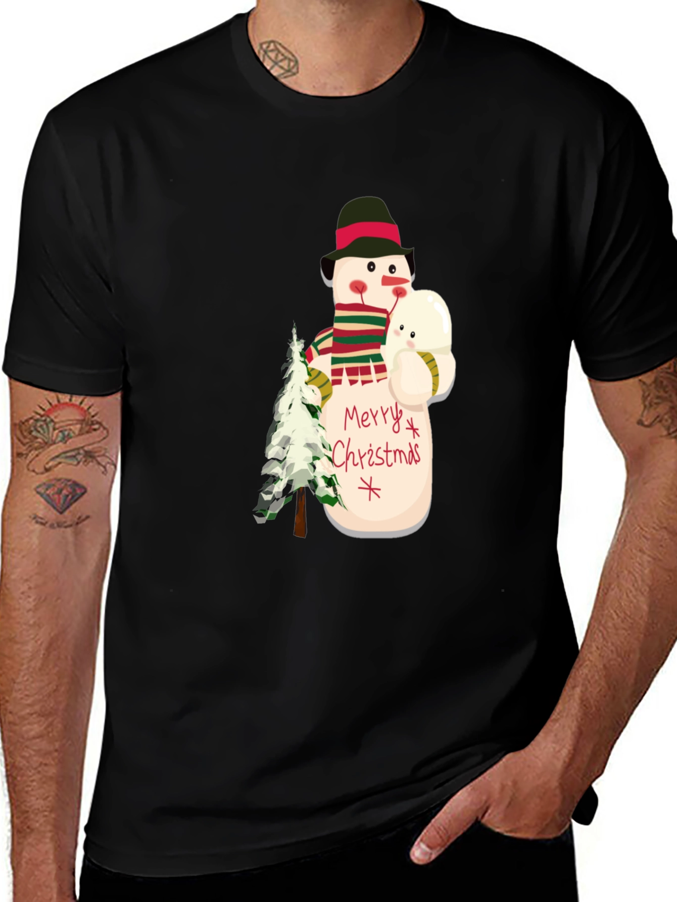 Festive Snowman Graphic Tee - Holiday Cheer