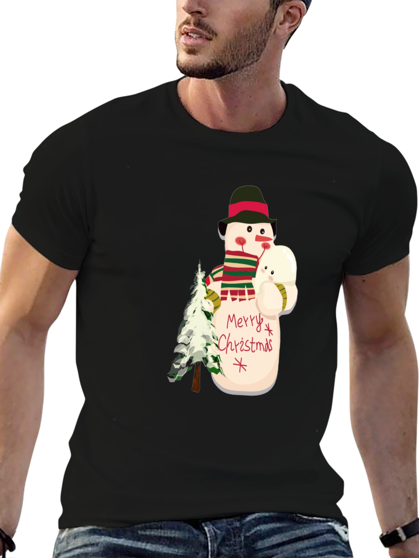 Festive Snowman Graphic Tee - Holiday Cheer