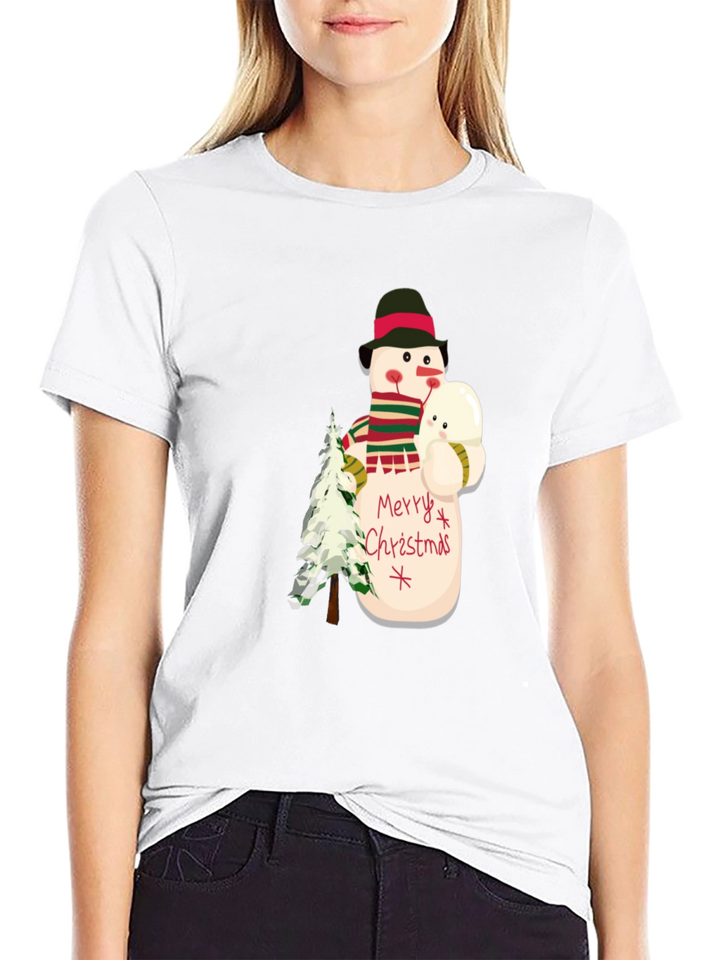 Festive Snowman Graphic Tee - Holiday Cheer