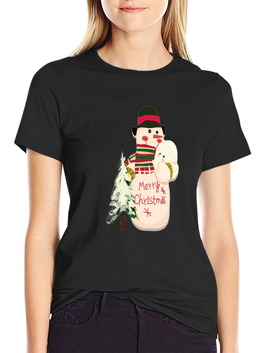Festive Snowman Graphic Tee - Holiday Cheer