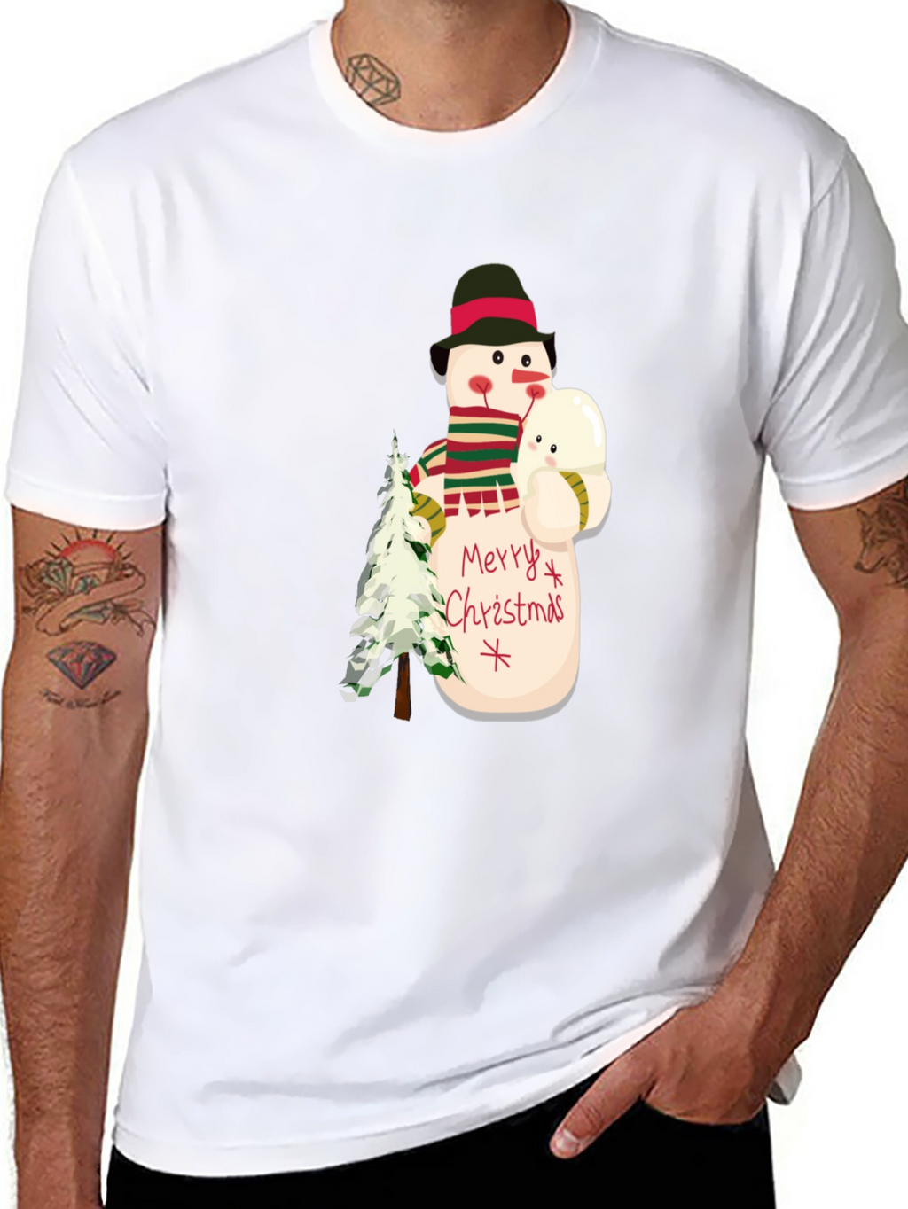 Festive Snowman Graphic Tee - Holiday Cheer