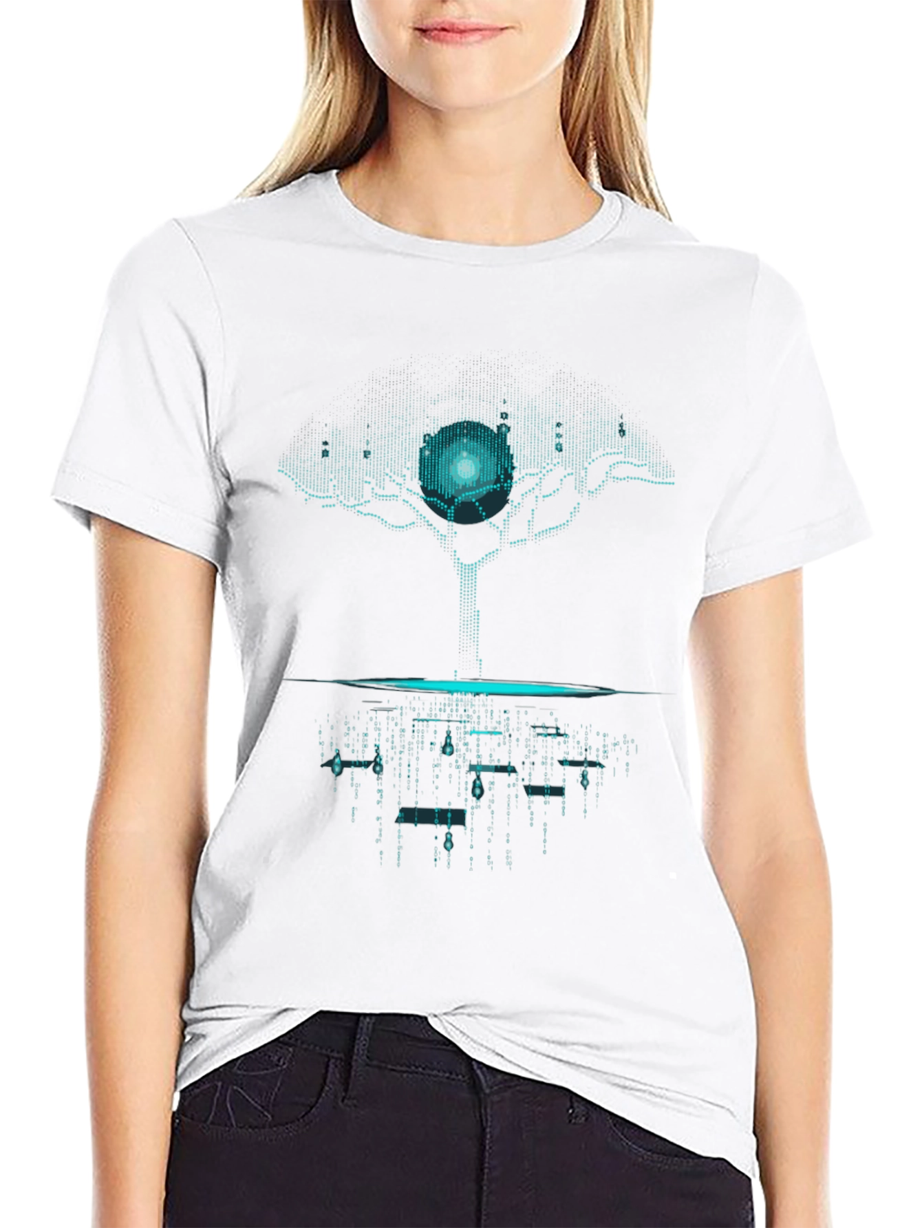 Cyber Tree Graphic Tee - Futuristic Style
