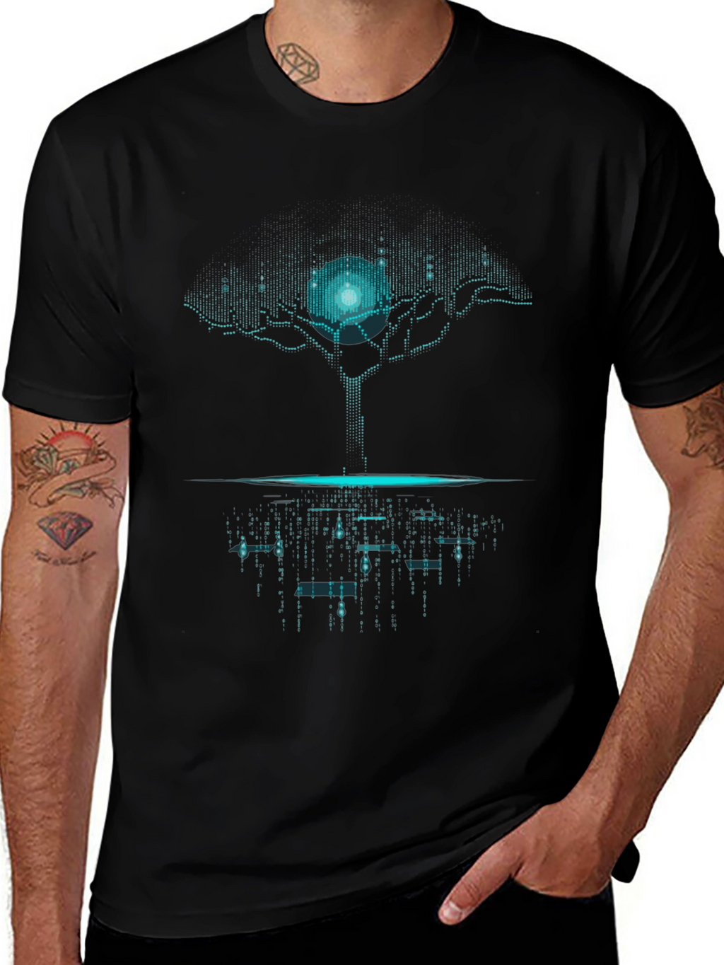 Cyber Tree Graphic Tee - Futuristic Style