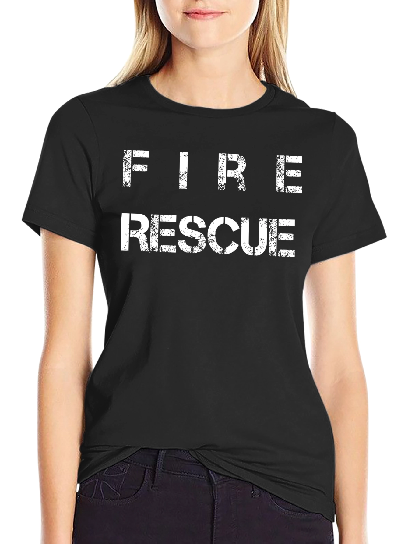 Fire Rescue Graphic T-Shirt - Black Cotton Tee