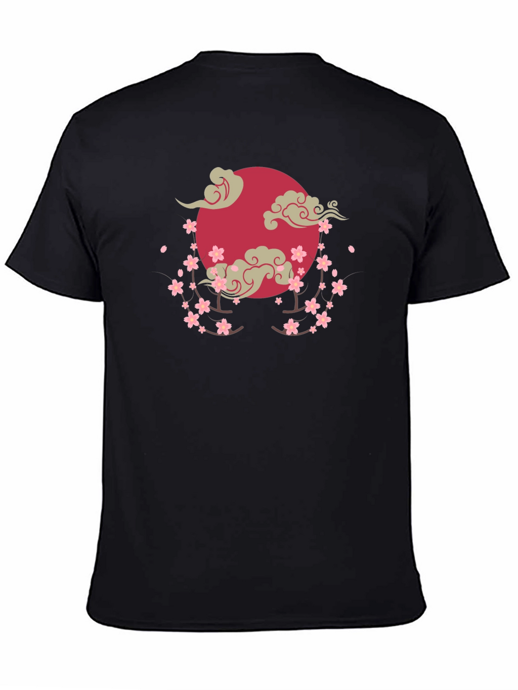 Cherry Blossom Moon Graphic T-Shirt - Black