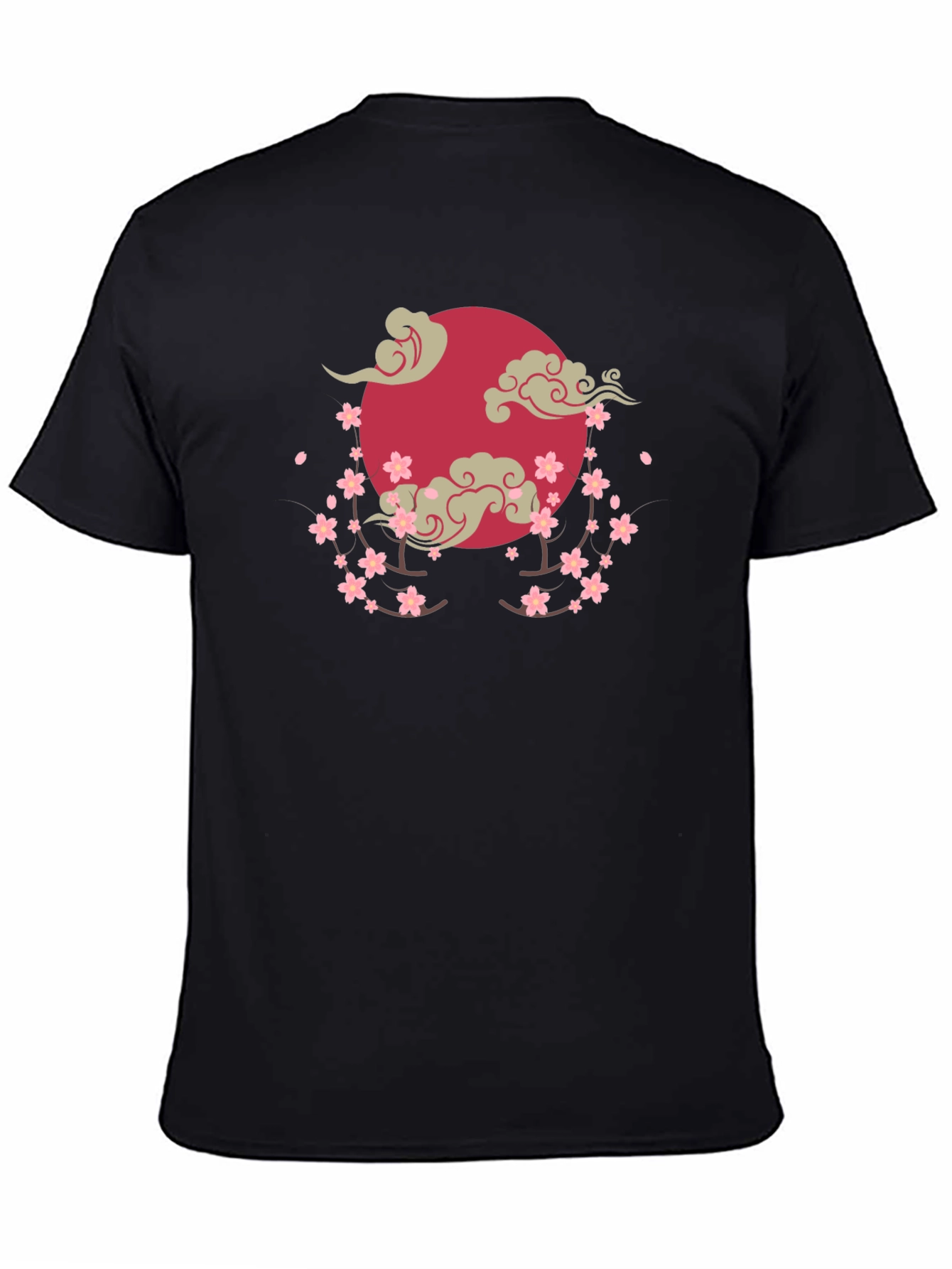 Cherry Blossom Moon Graphic T-Shirt - Black