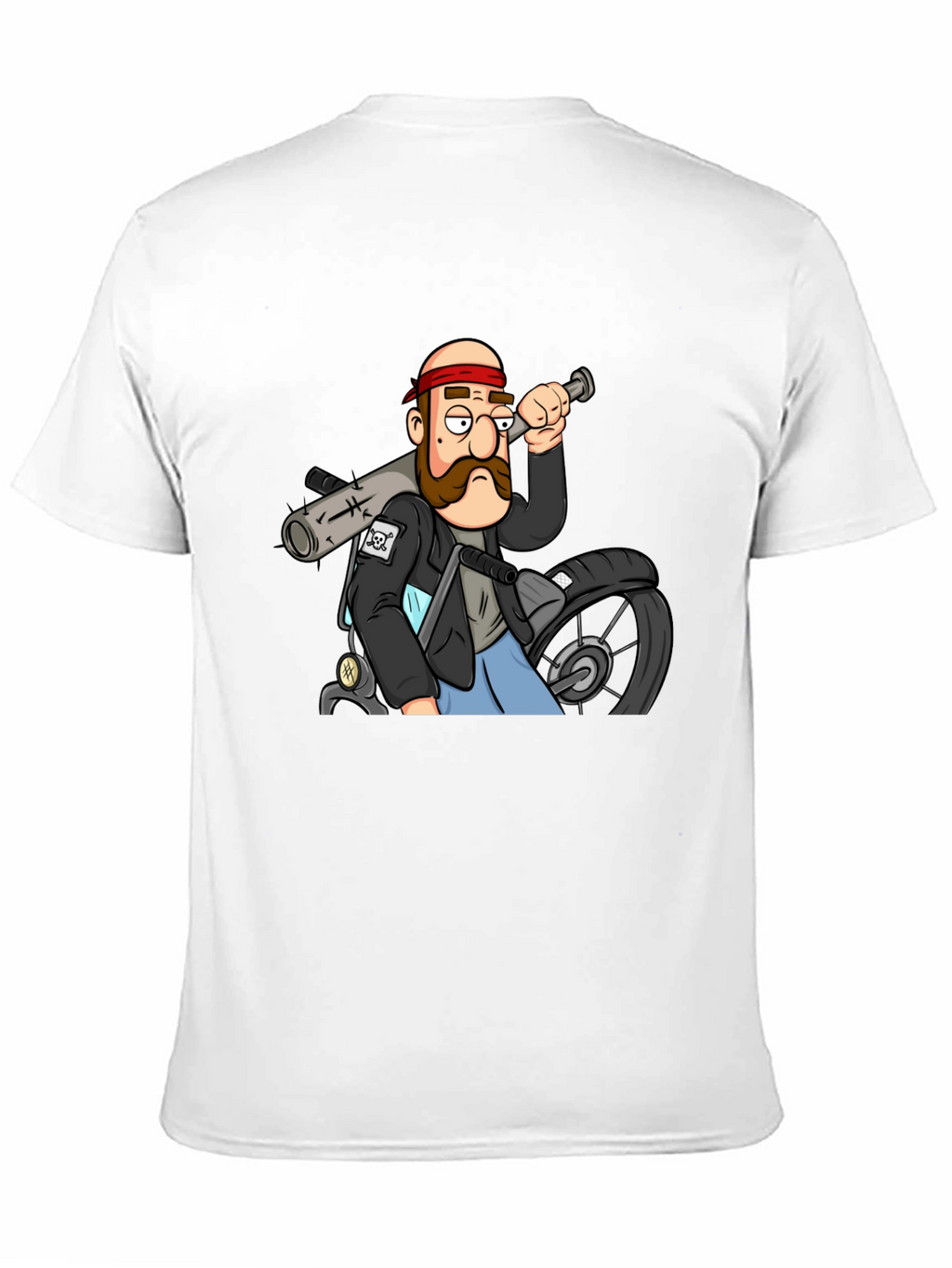 Biker Cartoon Graphic Black T-Shirt